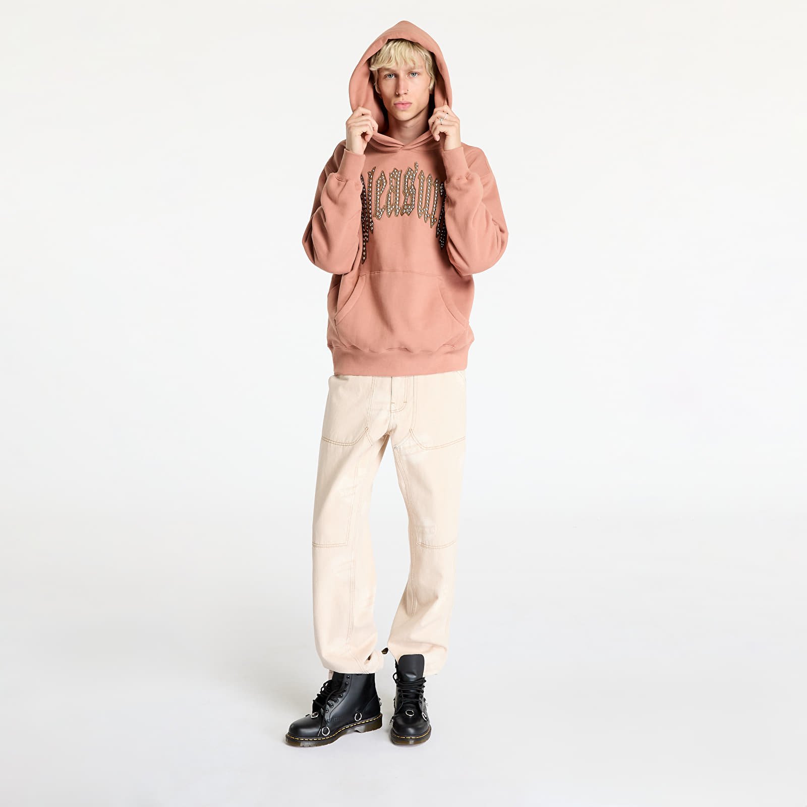 Kapuutsikud ja kampsunid PLEASURES Twitch Studded Hoodie Clay