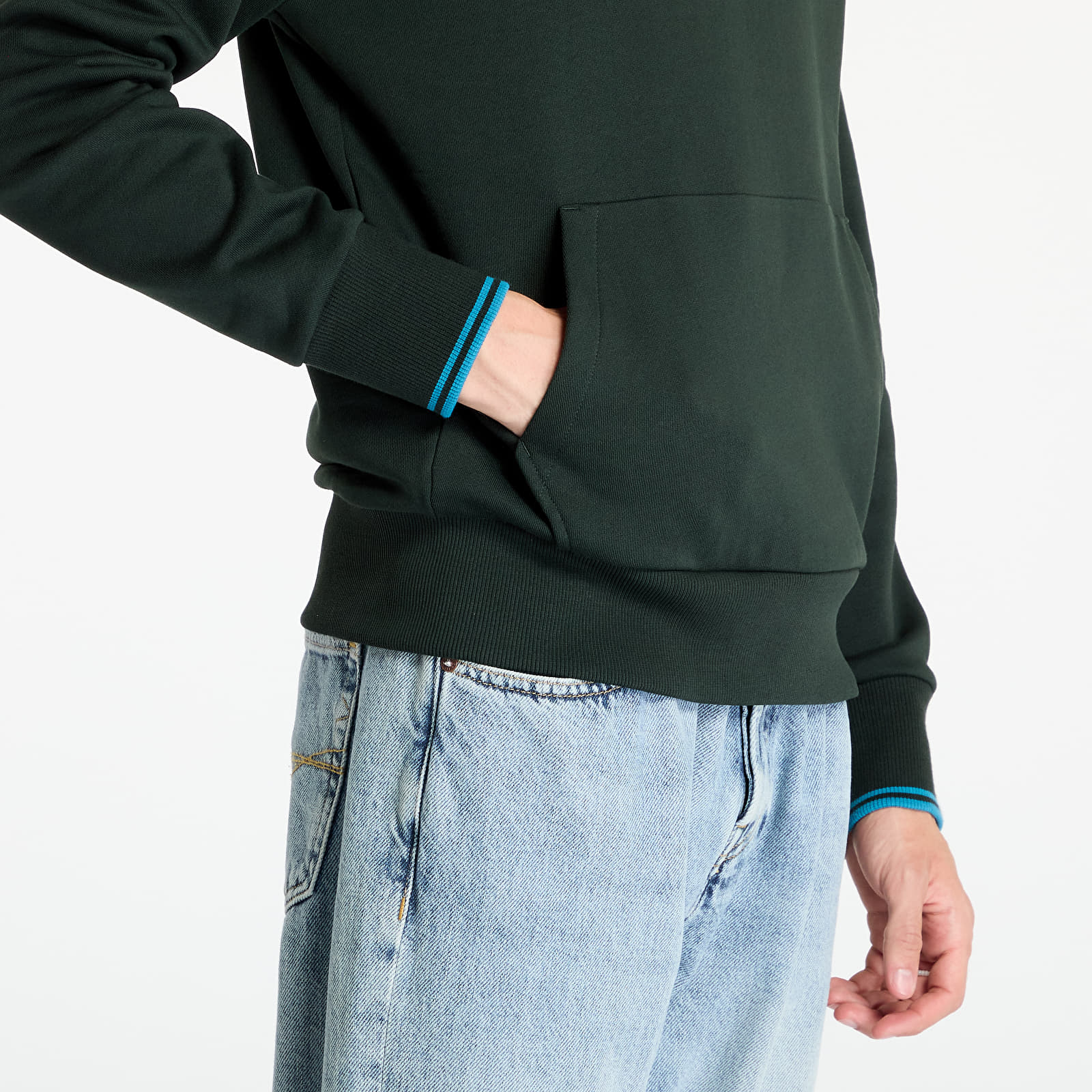 Pánske mikiny FRED PERRY Tipped Hooded Sweatshirt Night Green/ Ocean