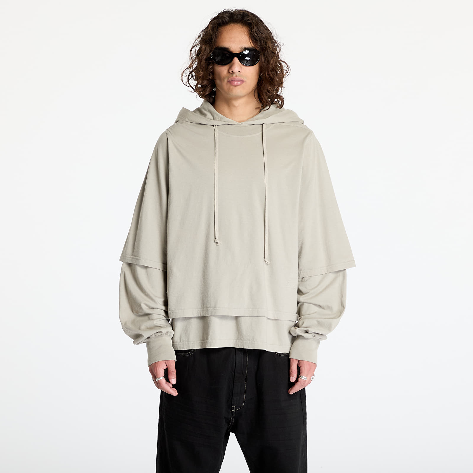 Суичърти Rick Owens DRKSHDW Knit T-Shirt - Hustler Hoodie Pearl