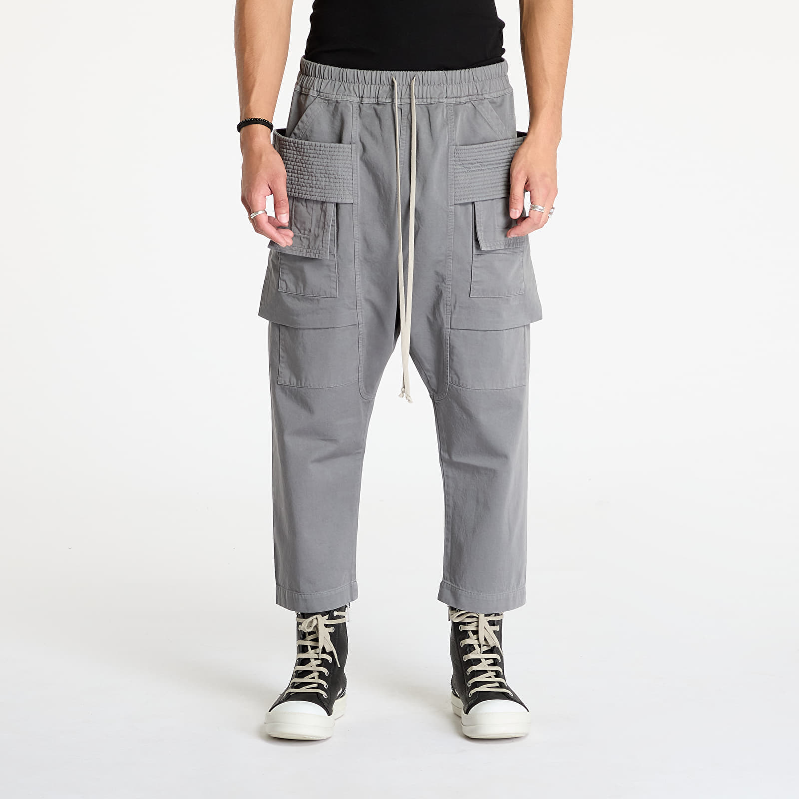 Pantalons Rick Owens DRKSHDW Woven Creatch Cargo Cropped Drawstring Pants Stone L