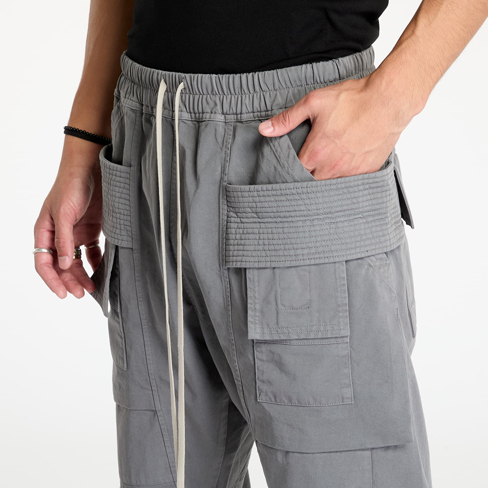 Pants and jeans Rick Owens DRKSHDW Woven Creatch Cargo Cropped Drawstring Pants Stone