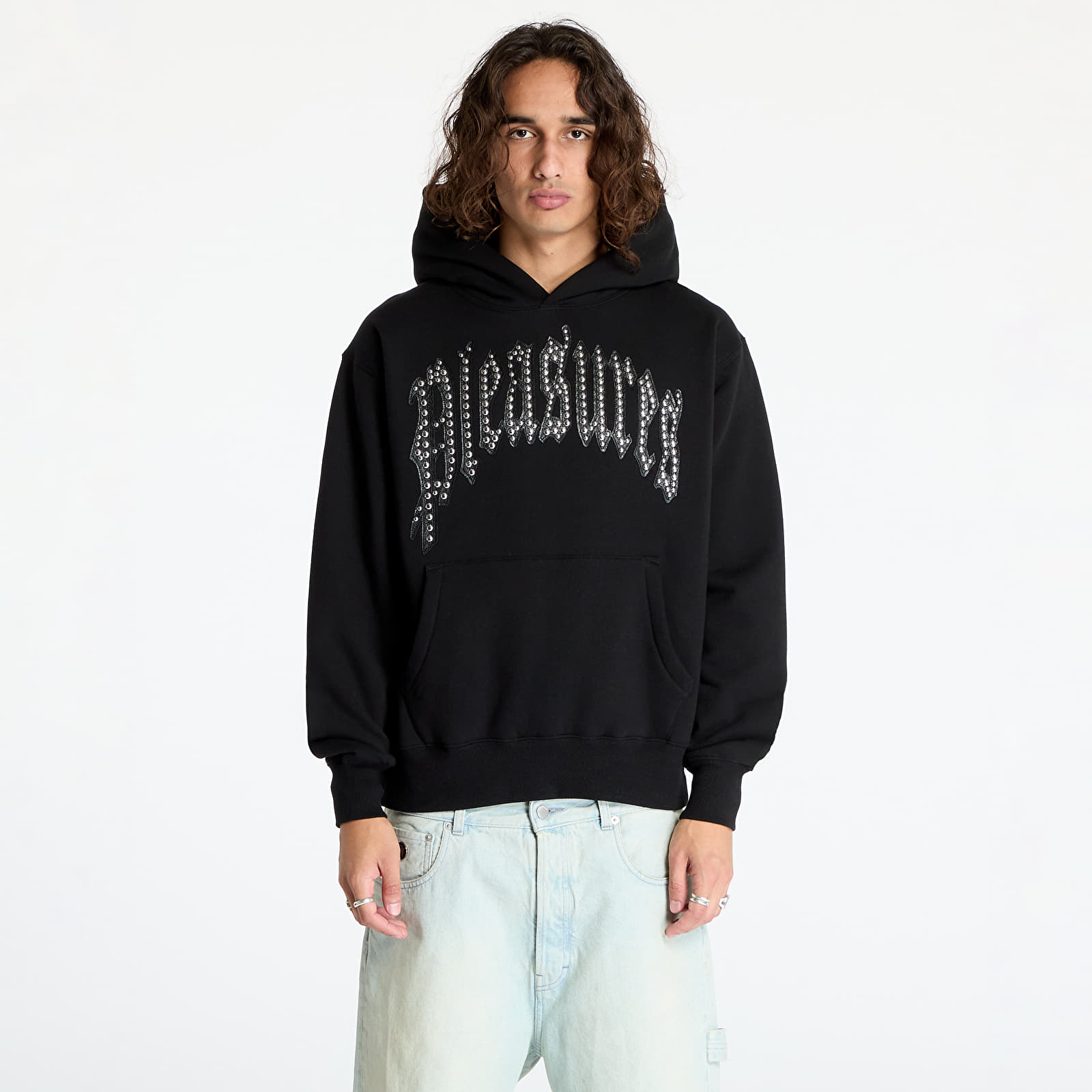 Bluzy PLEASURES Twitch Studded Hoodie Black