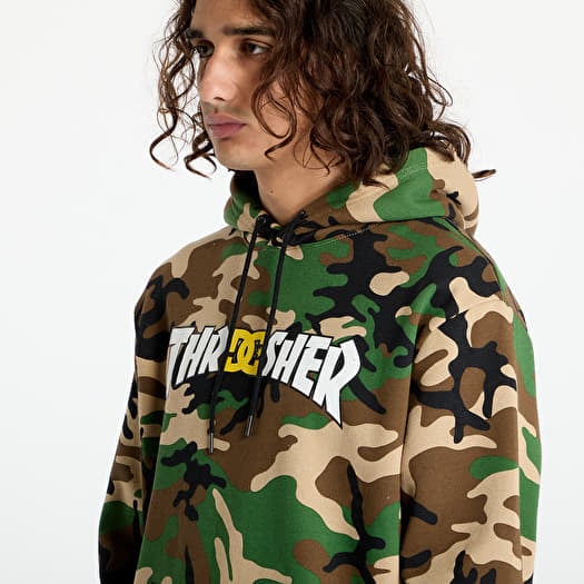 Men s hoodies DC x Thrasher Pullover Hoodie Army Camo Footshop