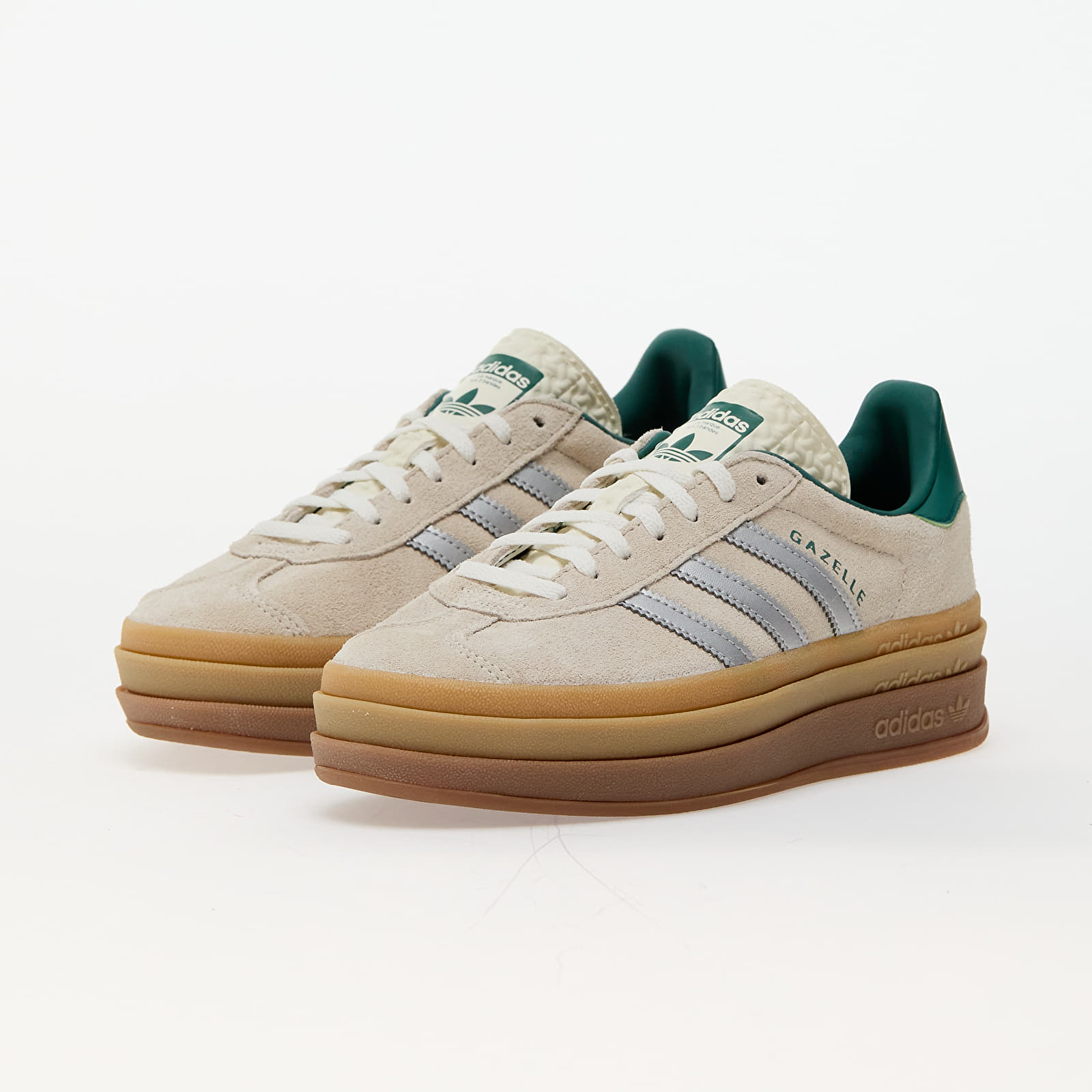 Încălțăminte și sneakerși pentru femei adidas Gazelle Bold W Off White/ Silver Metallic/ Collegiate Green