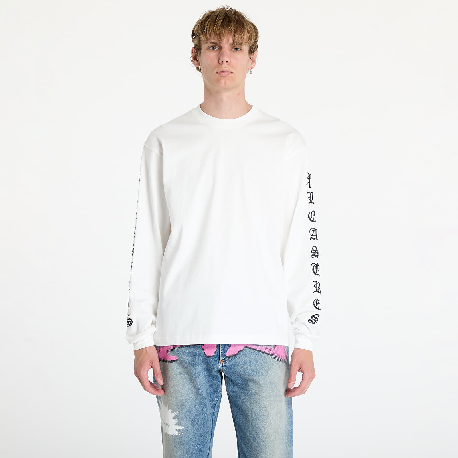 T-Shirts PLEASURES Oe Heavyweight Long Sleeve Tee White