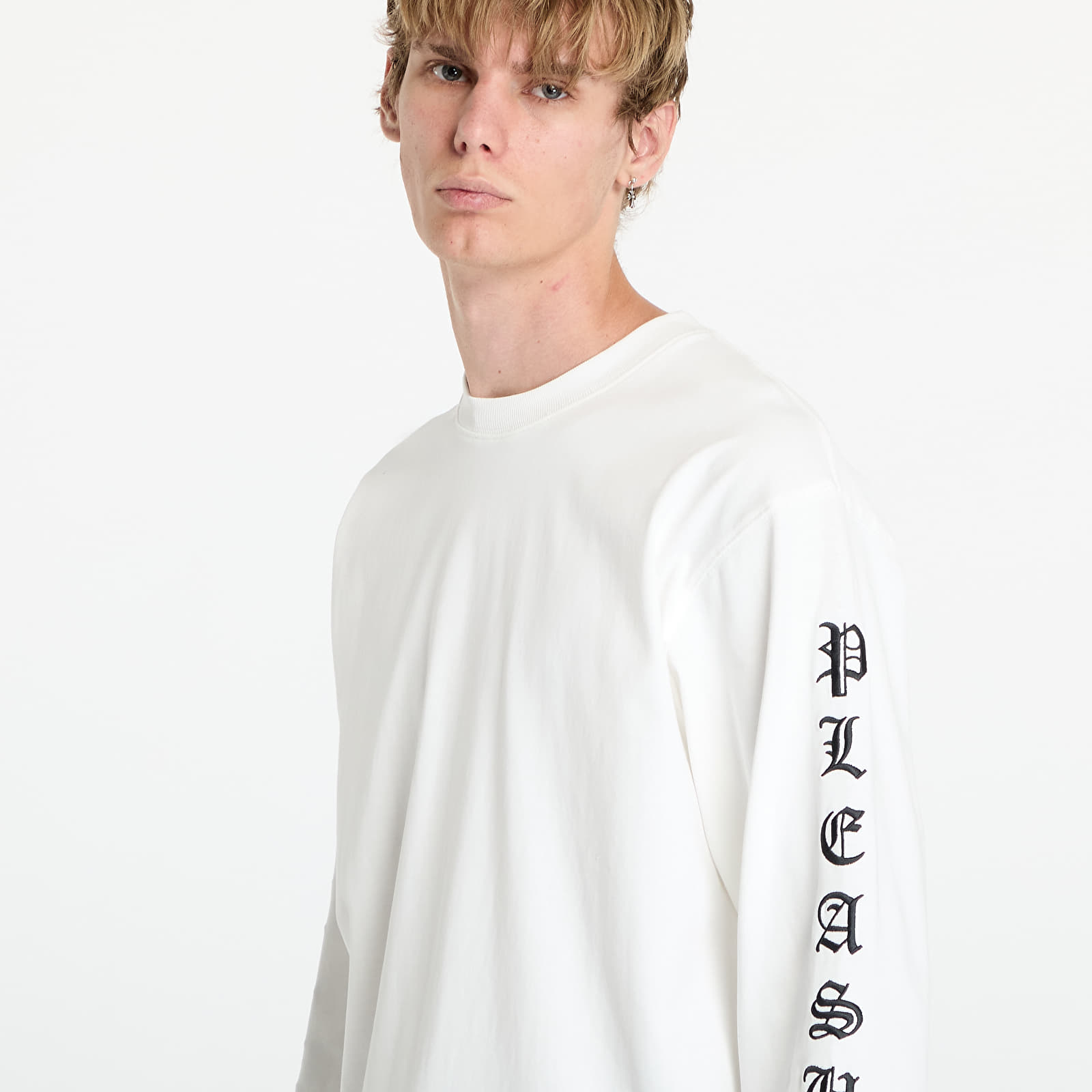 T-Shirts PLEASURES Oe Heavyweight Long Sleeve Tee White
