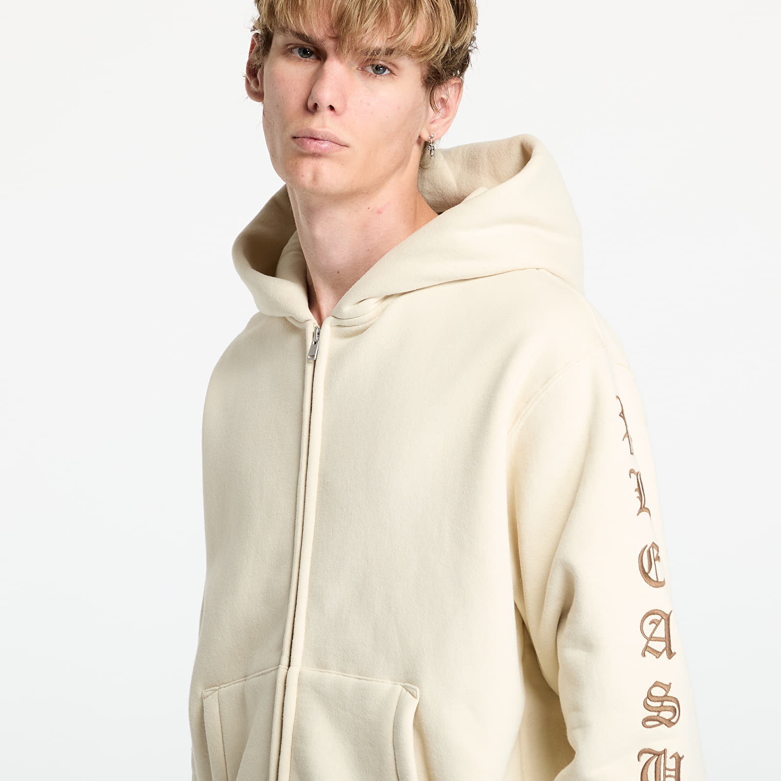 Kapucnis pulóverek és pulcsik PLEASURES Oe Zip Up Hoodie Natural