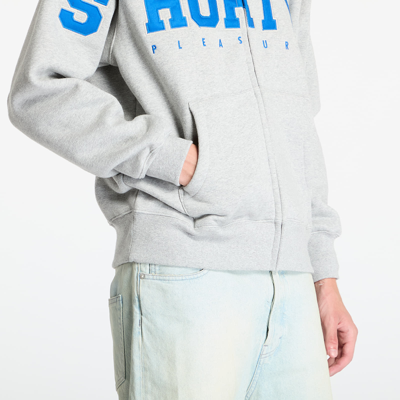 Hoodies and sweatshirts  PLEASURES Wave Zip Hoodie Heather Grey
