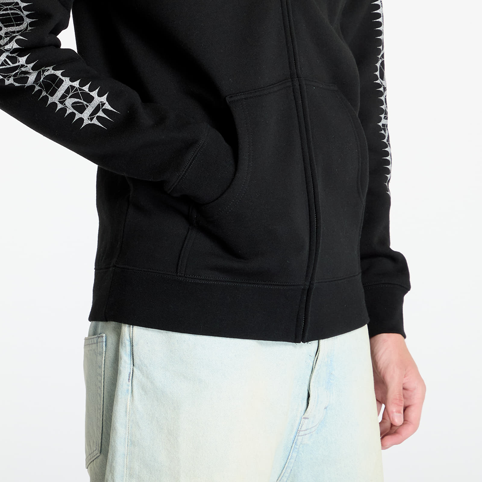 Bluzy PLEASURES Spike Zip Hoodie Black