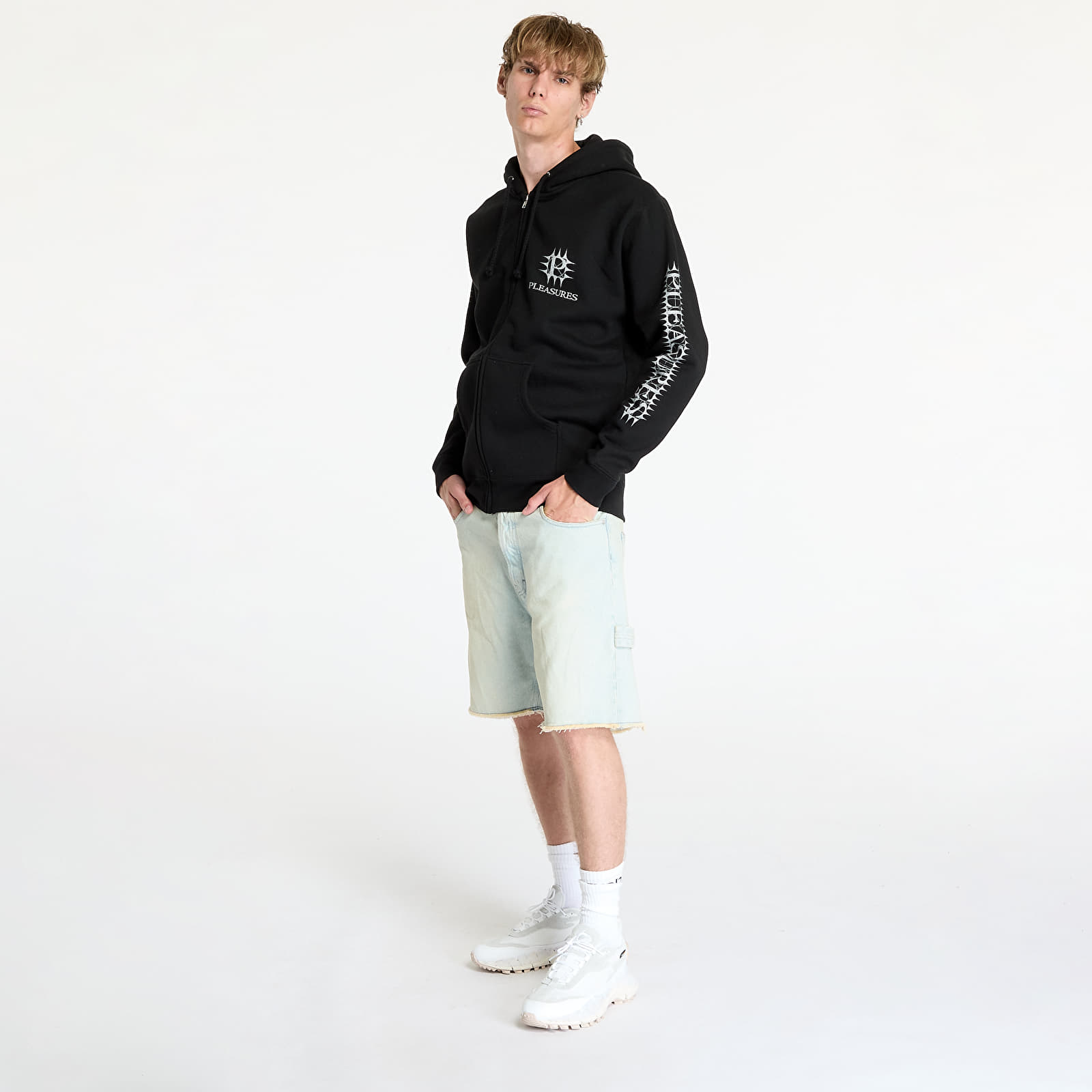 Bluzy PLEASURES Spike Zip Hoodie Black