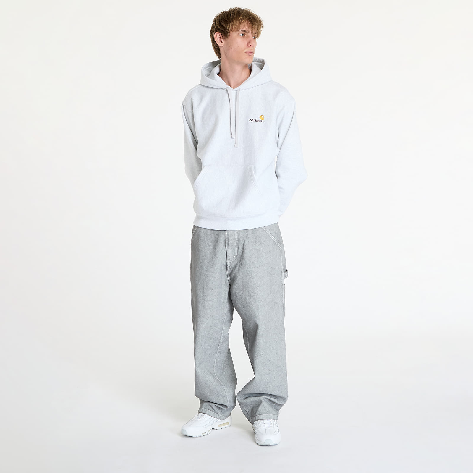 Sudaderas Carhartt WIP Hooded American Script Sweat Ash Heather