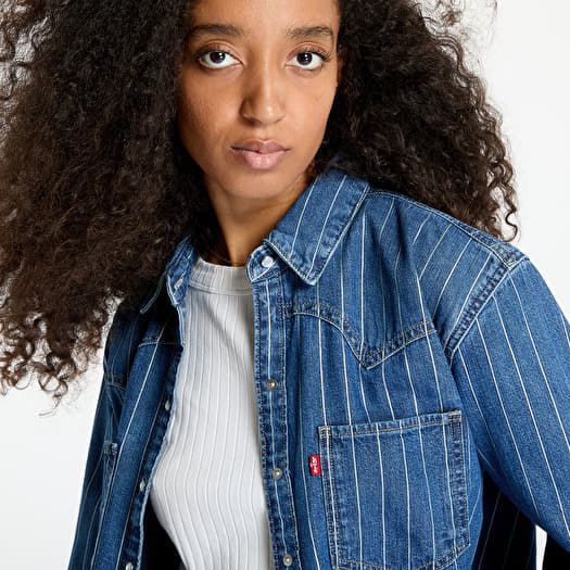 Chemise Levi's Femme XS – Denim Bleu – Pearl Snap Western – Occasion TBE