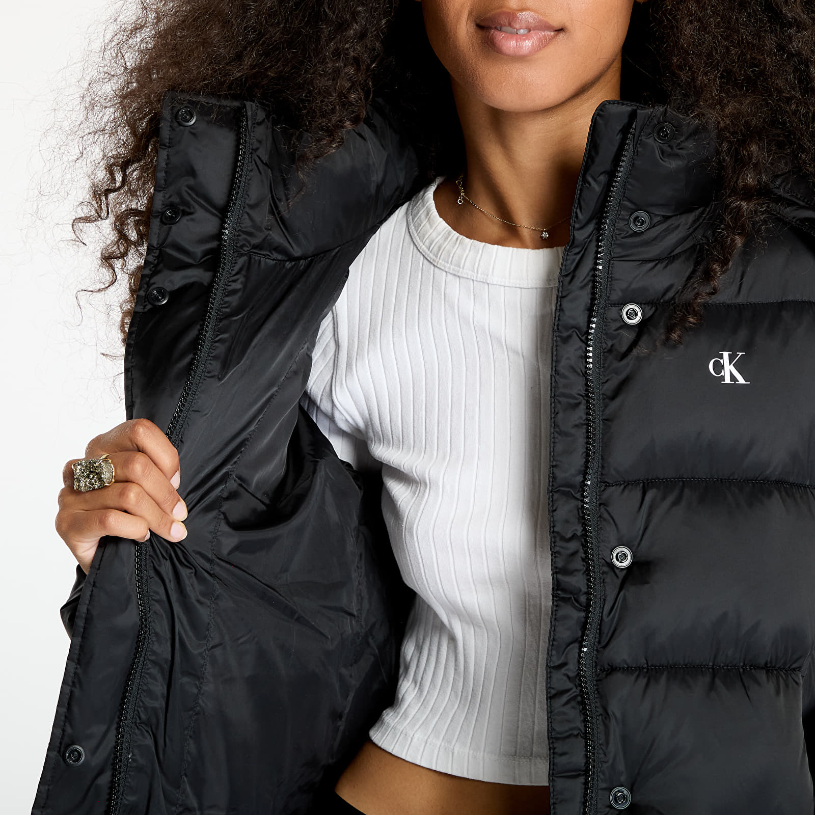 Women's jackets Calvin Klein Jeans Shiny Monologo Jacket Black