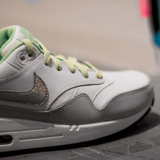 Women s shoes Nike Air Max 1 GS White Metalic Silver Green Footshop