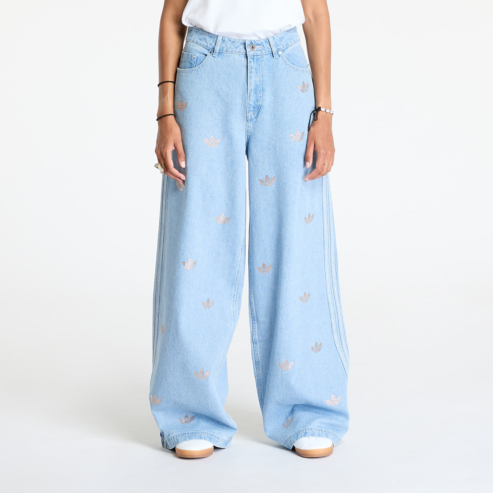 Ženske hlače adidas Denim Pant Rhinestone Clear Blue