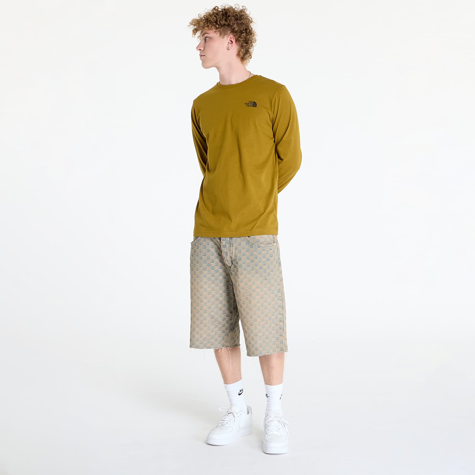 Férfi pólok The North Face M L/S Box Nse Tee Moss Green