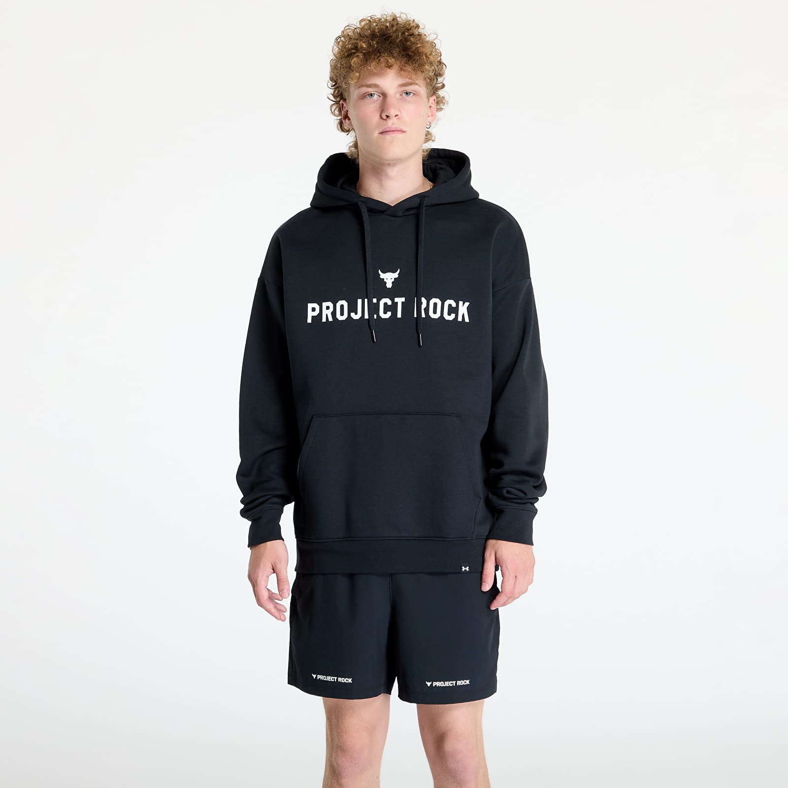 Pánské mikiny Under Armour Project Rock Icon Fleece Hoody Black