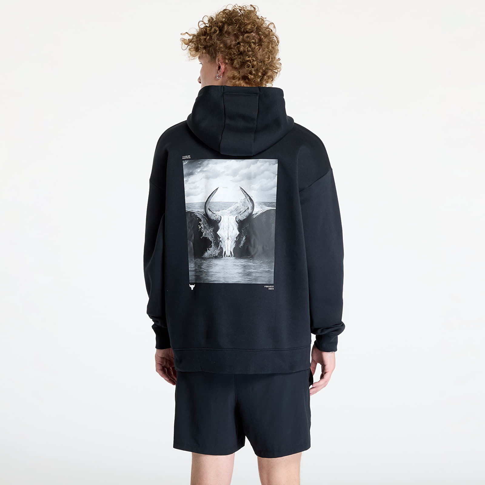 Pánské mikiny Under Armour Project Rock Icon Fleece Hoody Black