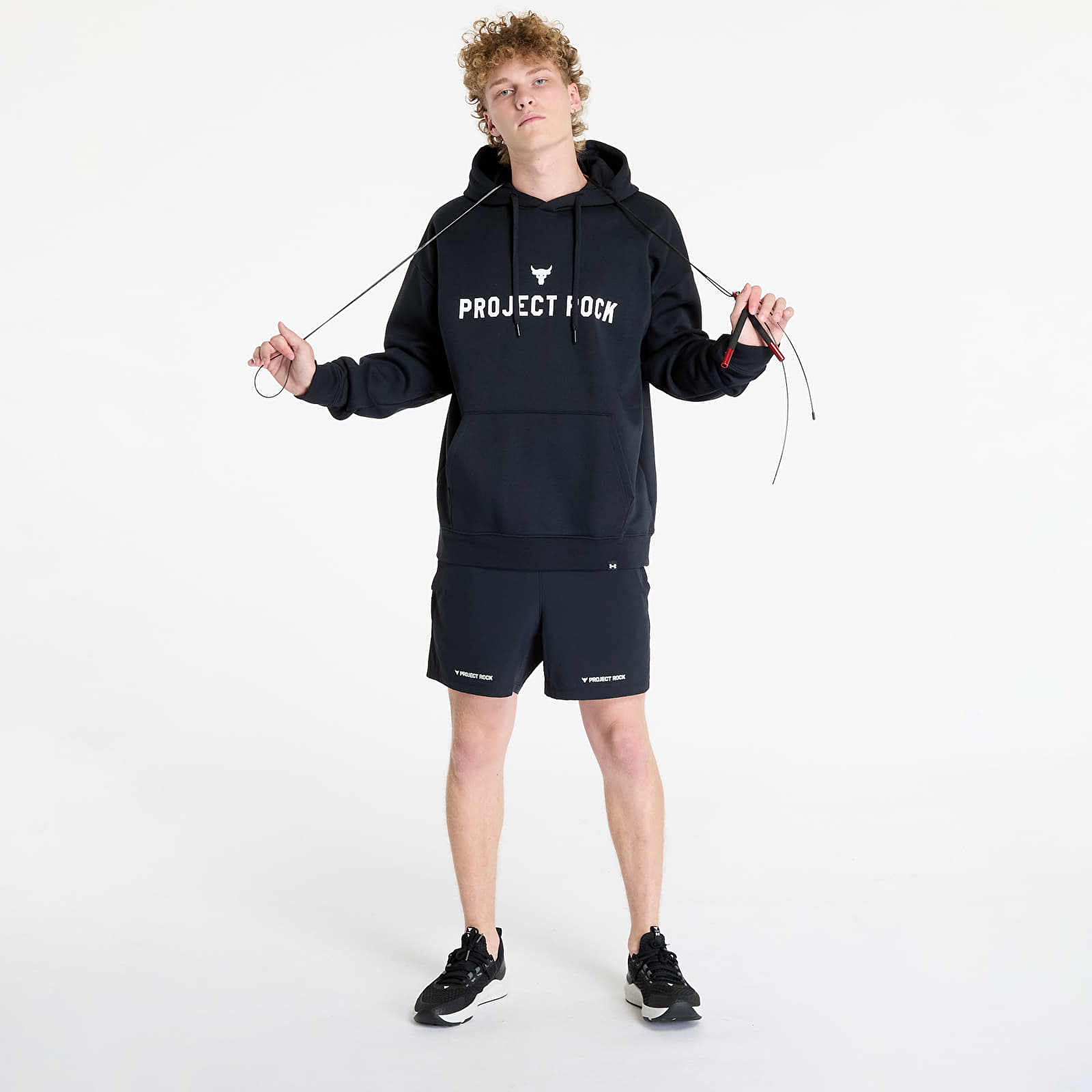 Pánské mikiny Under Armour Project Rock Icon Fleece Hoody Black
