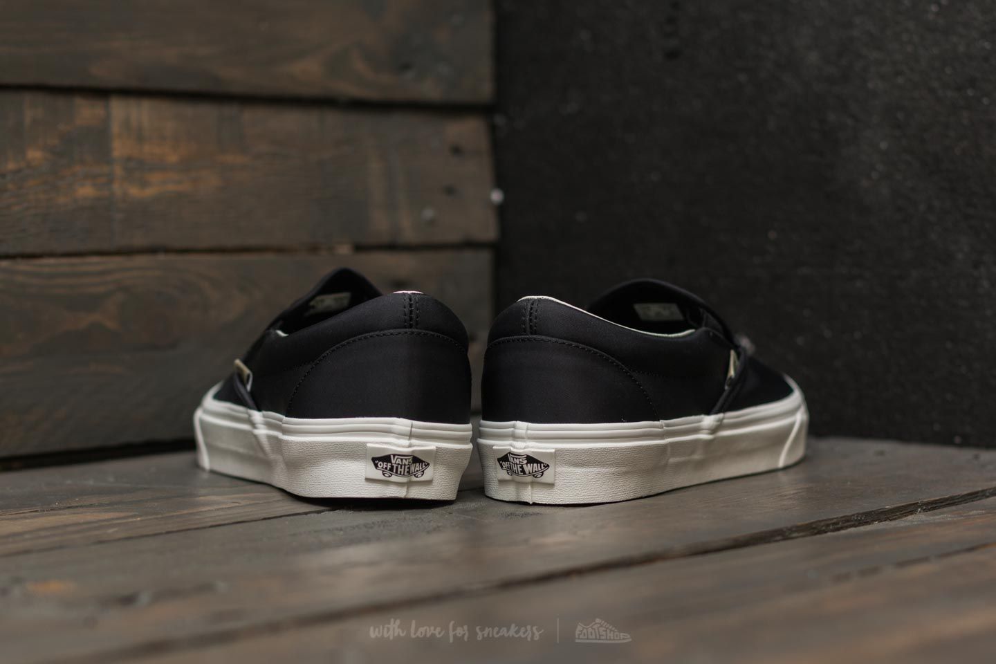 Herresko Vans Classic Slip-on (California Souvenir) Black/ Blanc De Blanc