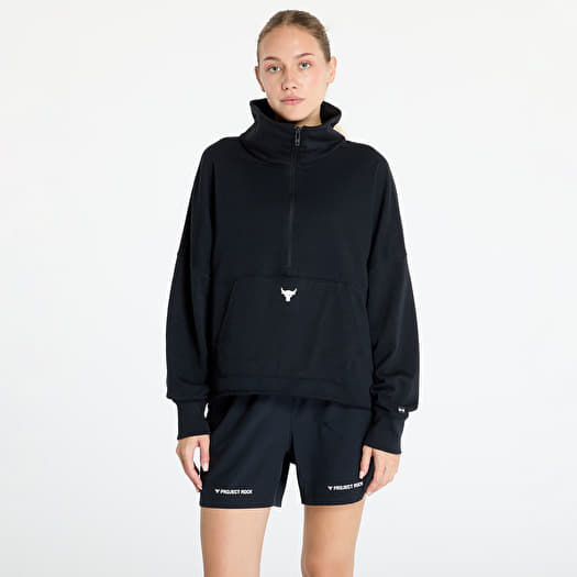 Women s hoodies Under Armour Project Rock Half Zip Pullover Black Footshop