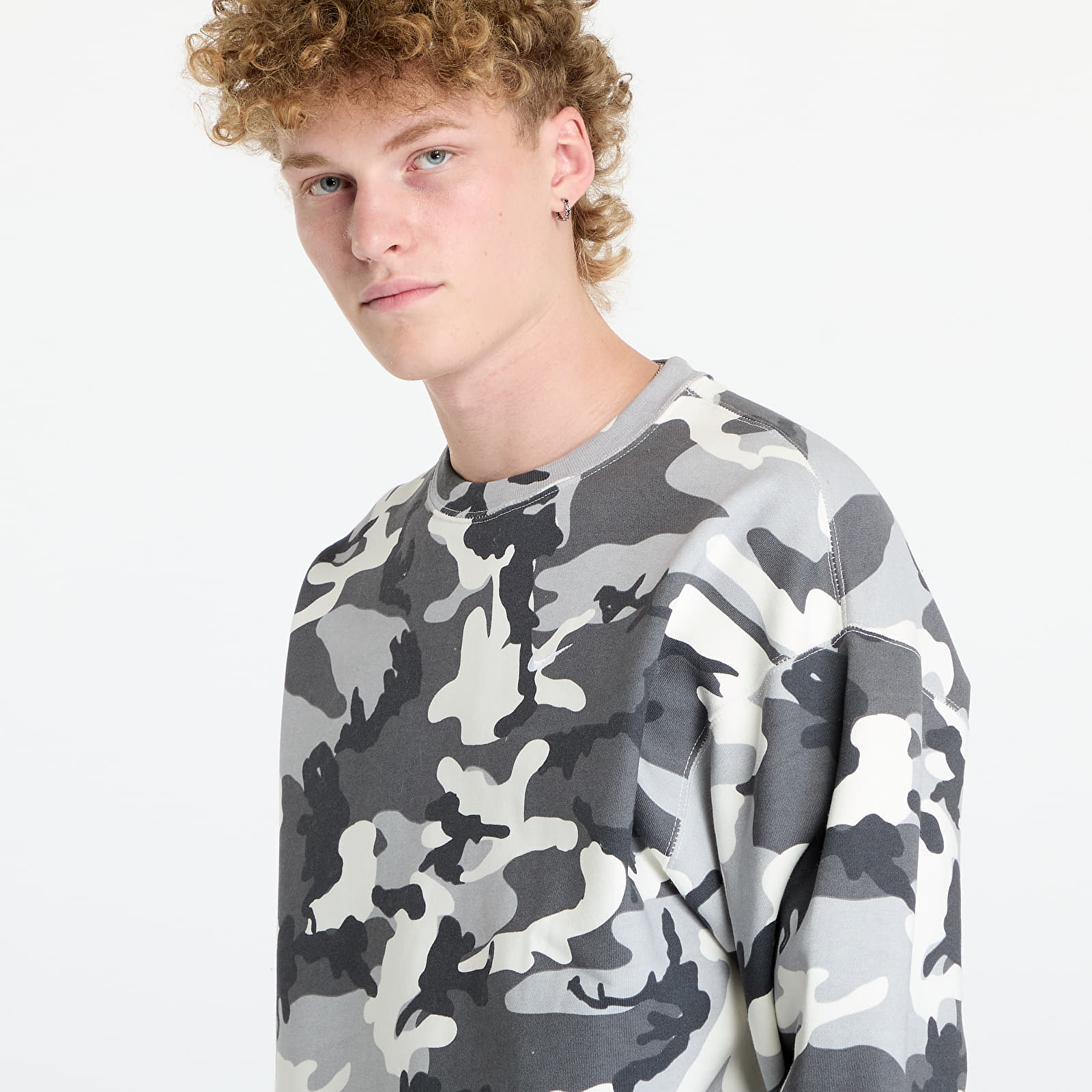 Sweats à capuche homme Nike M NRG Soloswoosh Crew Camo Grey Camo