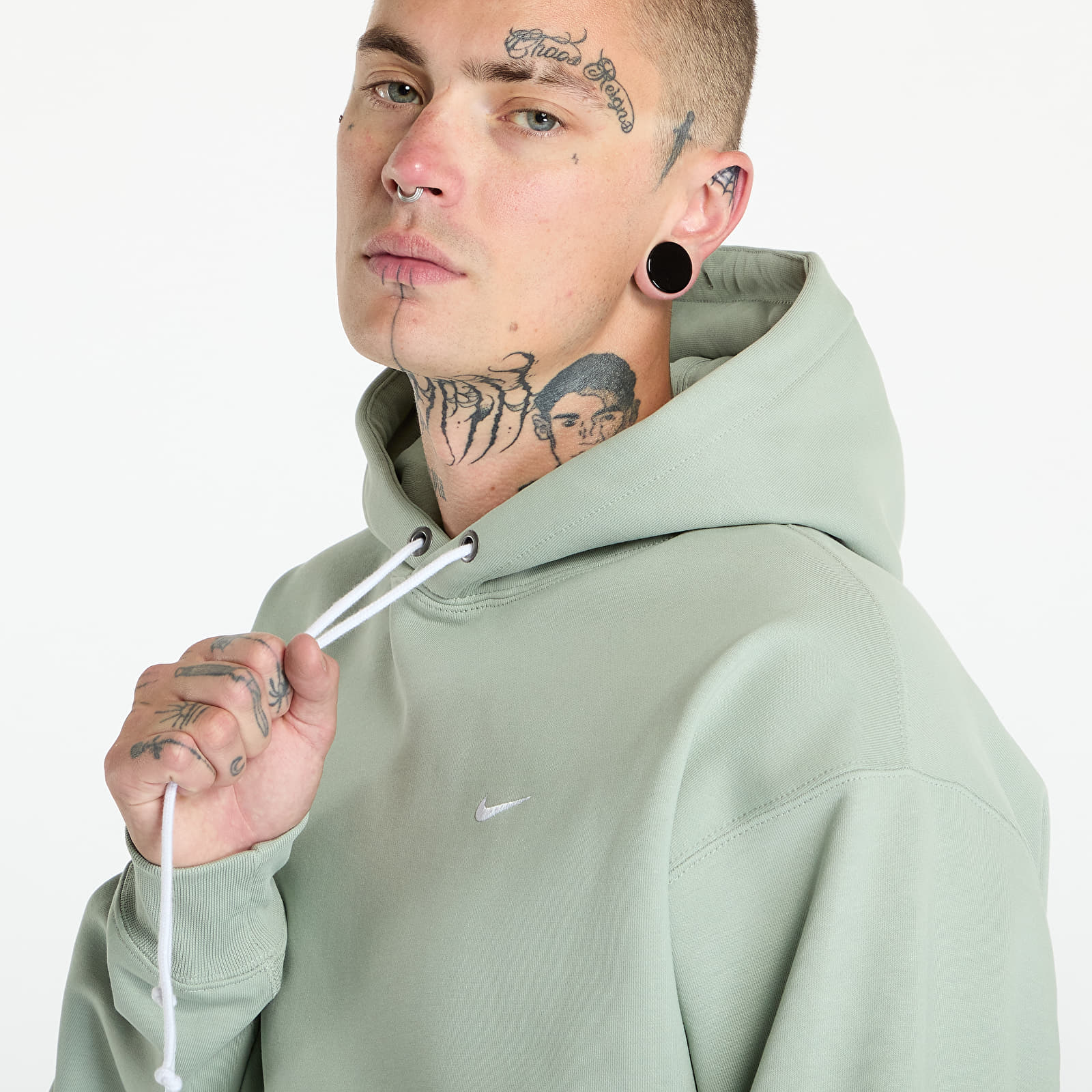 Férfi kapucnis pulcsik Nike Solo Swoosh Men's Fleece Pullover Hoodie Jade Horizon/ White