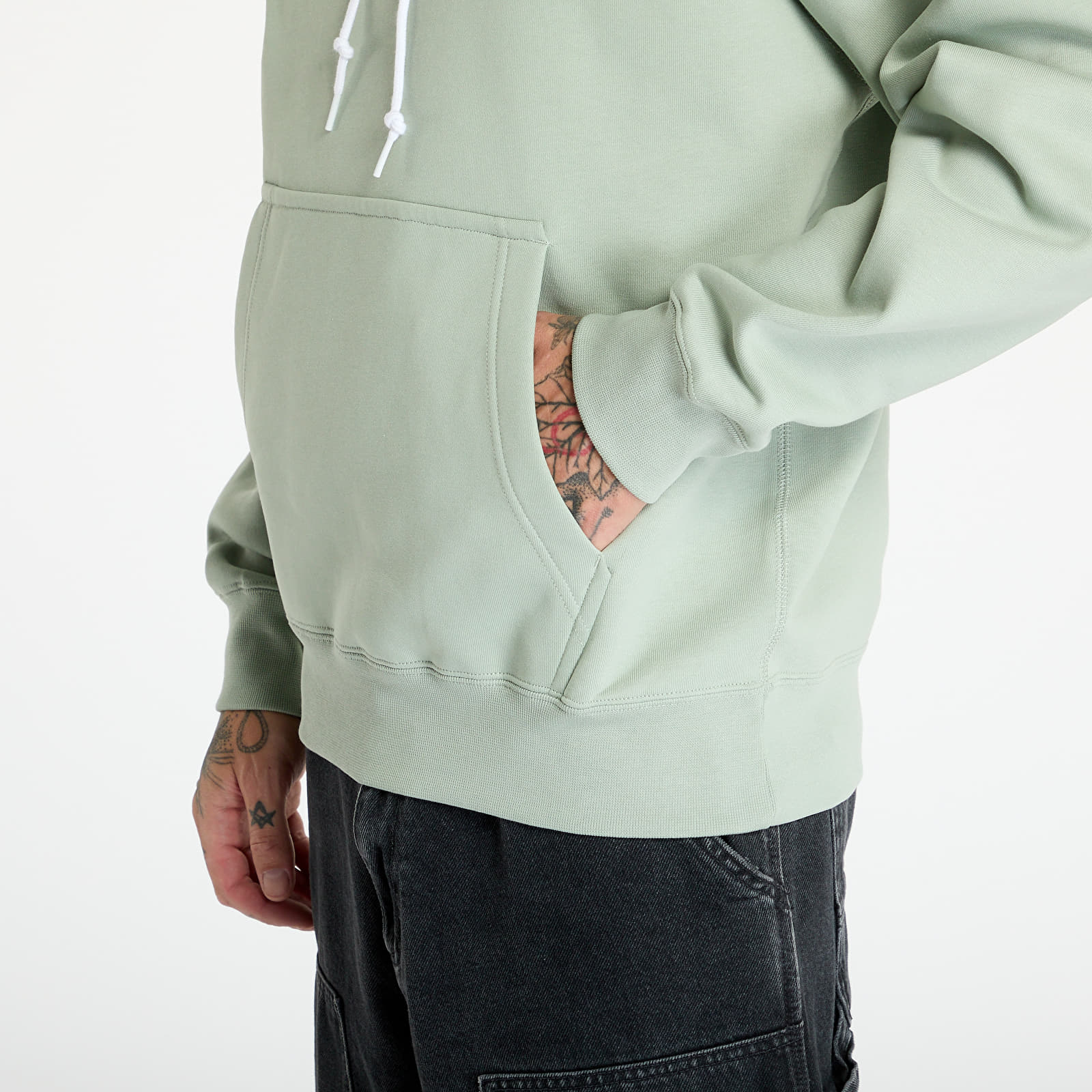 Férfi kapucnis pulcsik Nike Solo Swoosh Men's Fleece Pullover Hoodie Jade Horizon/ White