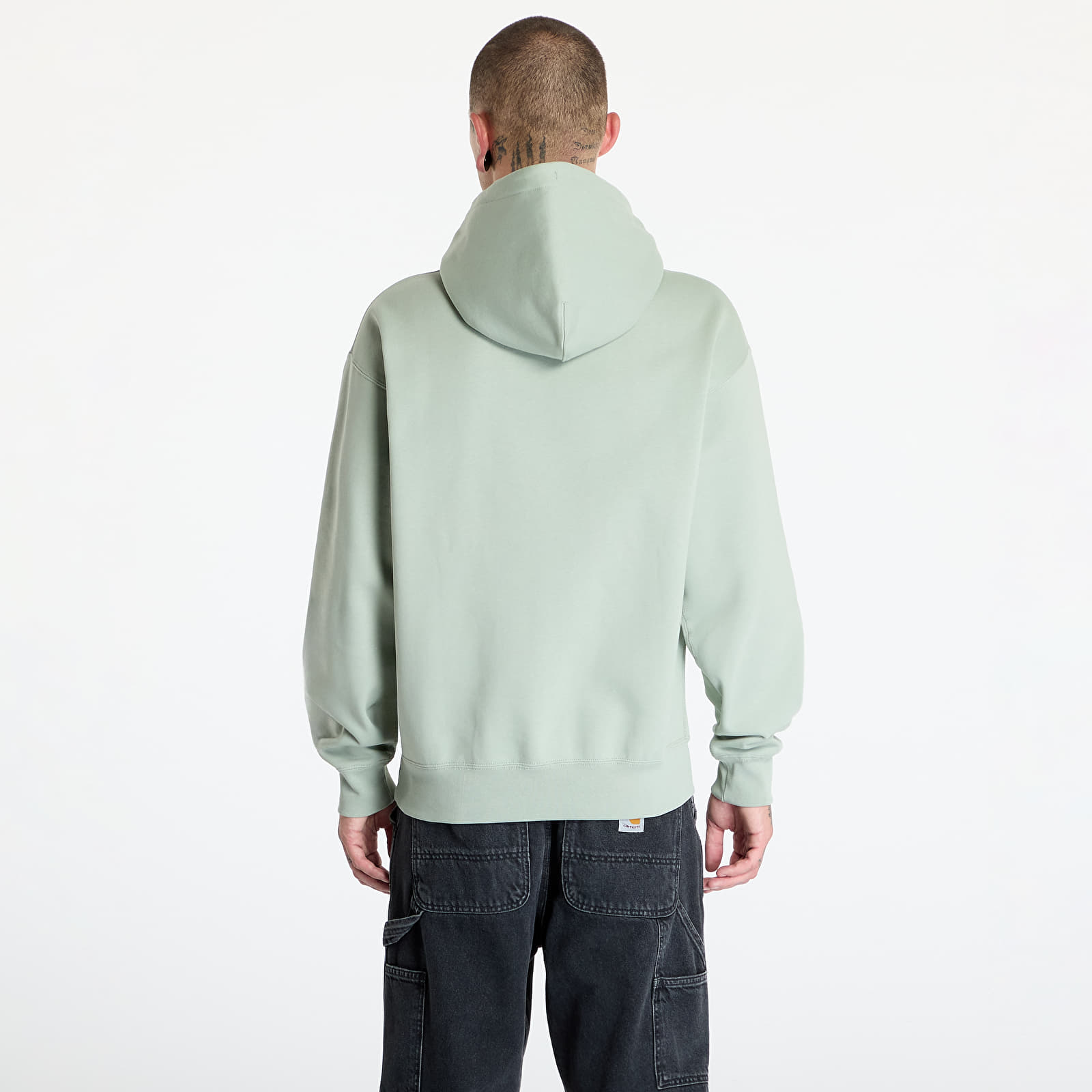 Férfi kapucnis pulcsik Nike Solo Swoosh Men's Fleece Pullover Hoodie Jade Horizon/ White