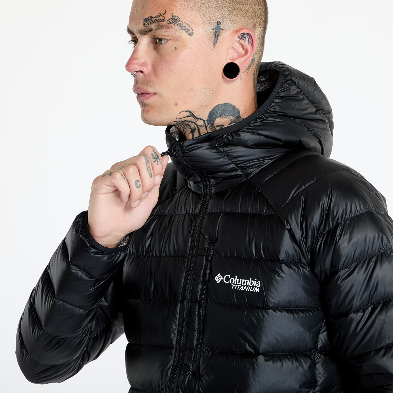 Pánské bundy Columbia Arctic Crest™ Down Hooded Jacket Black