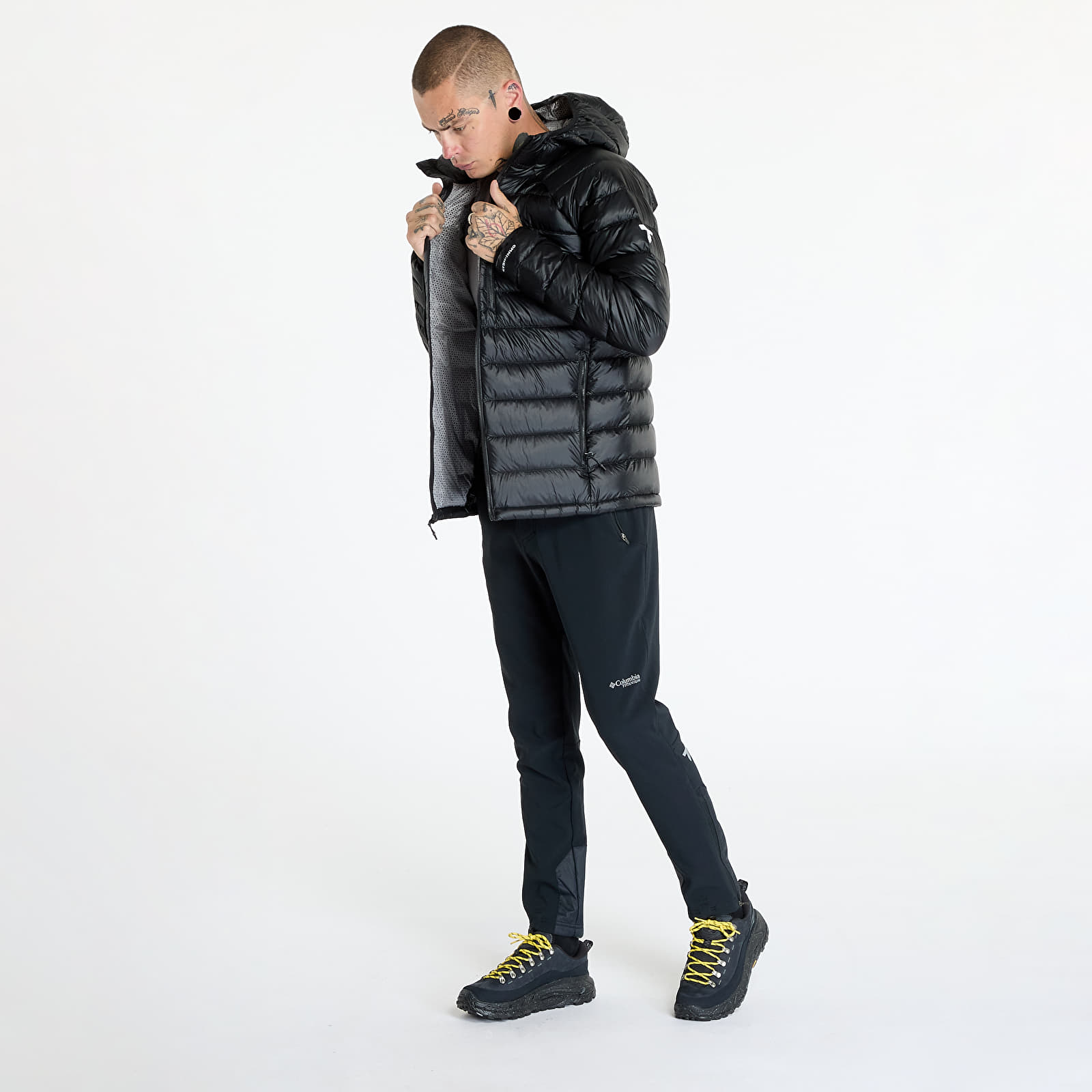 Pánské bundy Columbia Arctic Crest™ Down Hooded Jacket Black