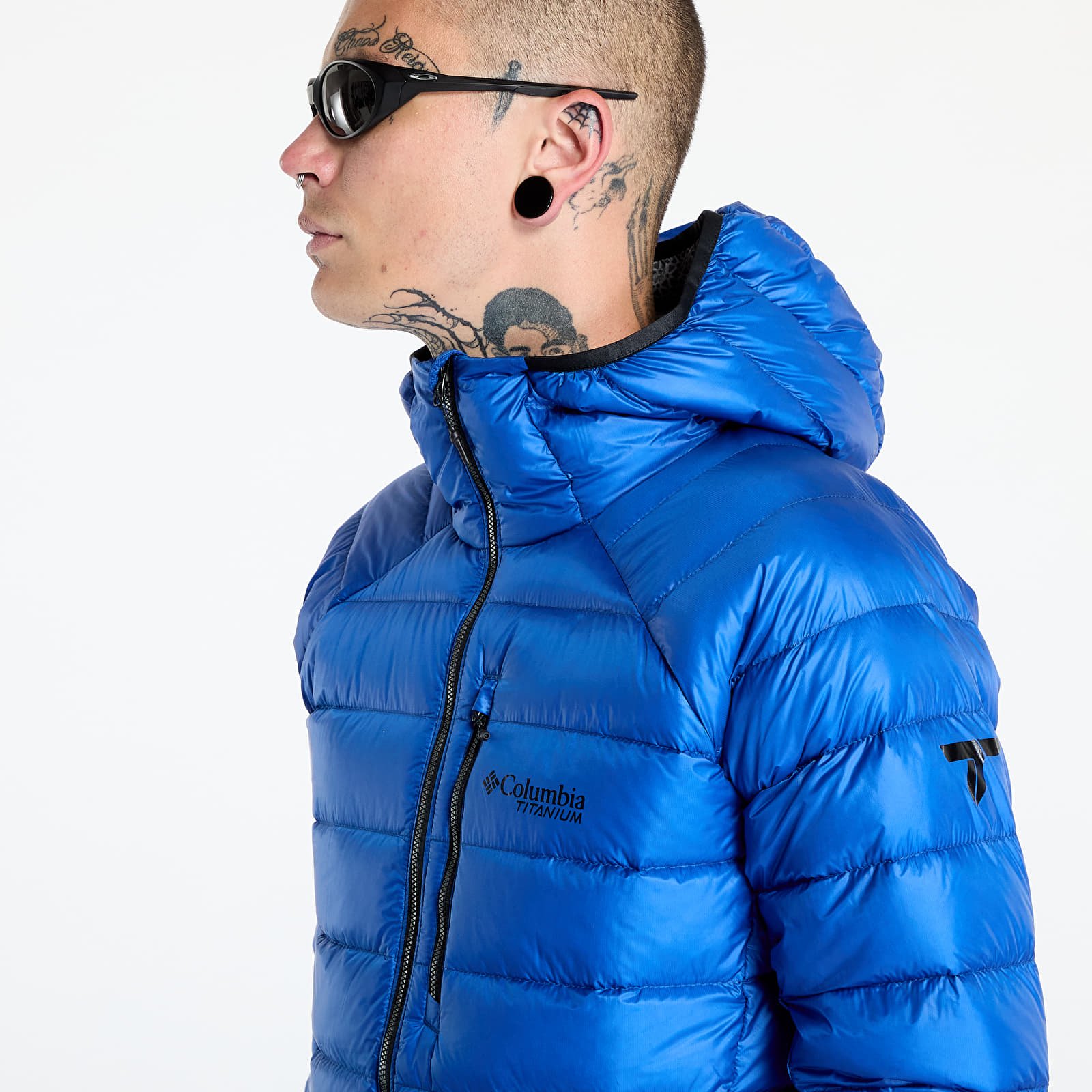 Pánské bundy Columbia Arctic Crest™ Down Hooded Jacket Mountain Blue