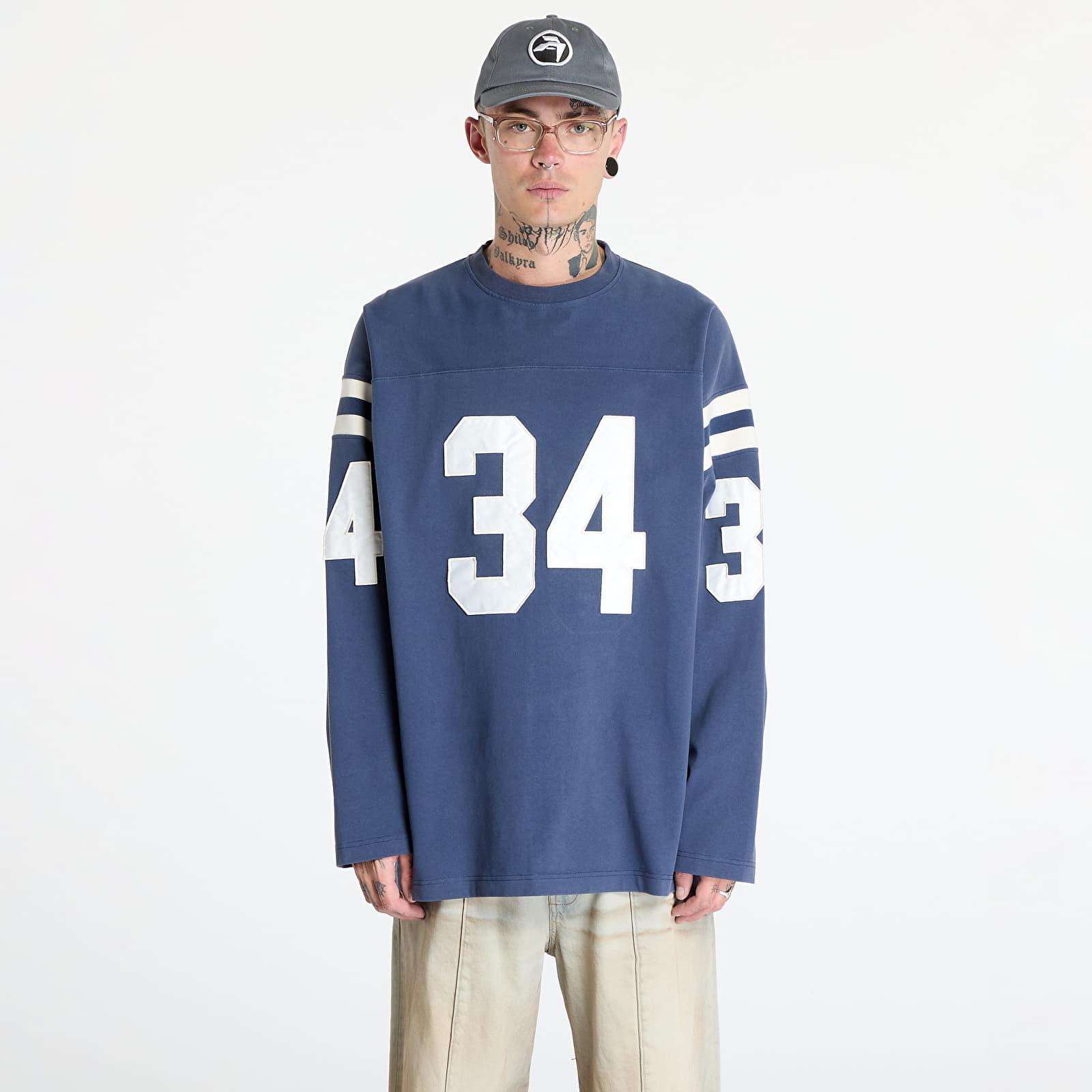 T-Shirts Ambush Football L-S T-Shirt UNISEX Insignia Blue/ Tofu