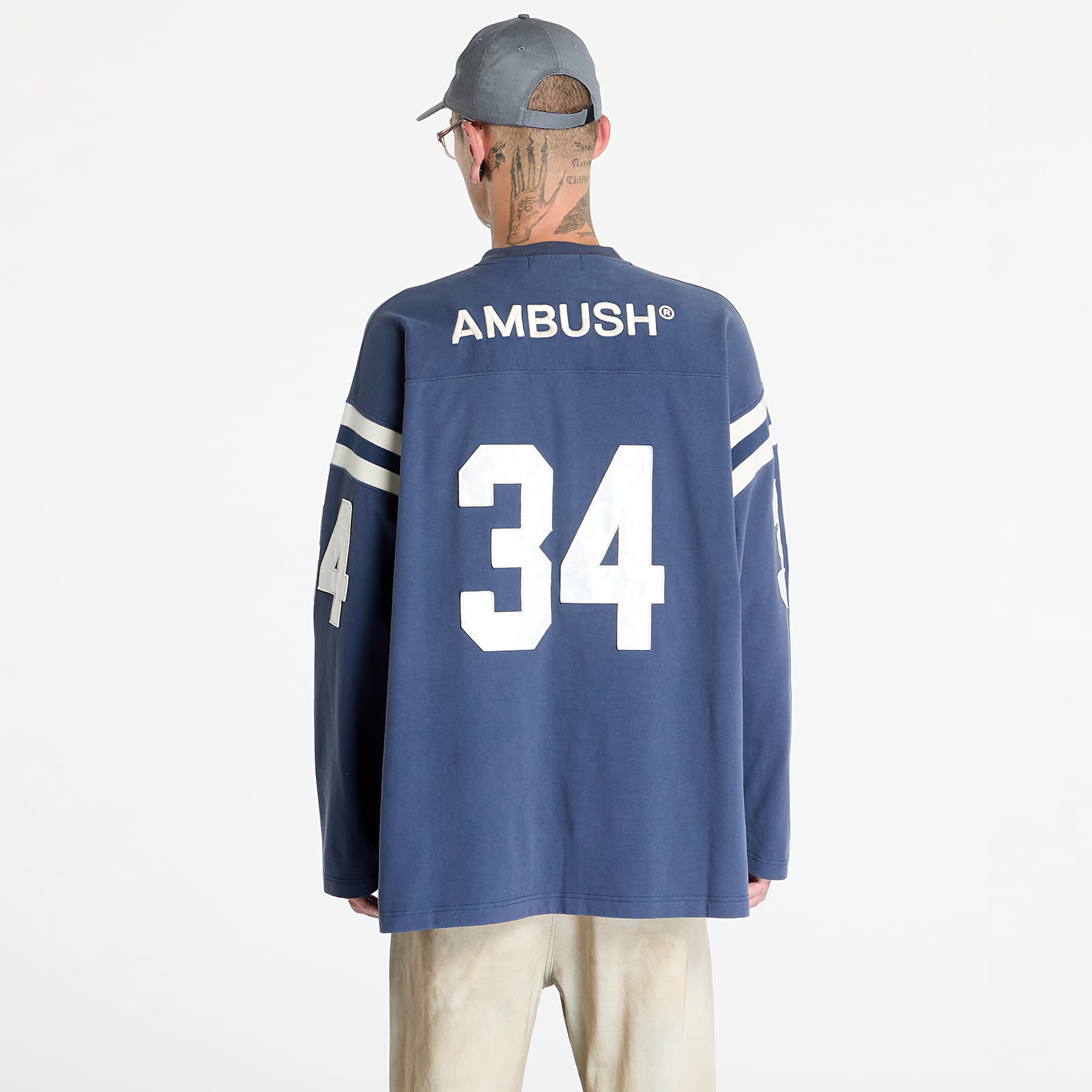 Tricouri  Ambush Football L-S T-Shirt UNISEX Insignia Blue/ Tofu