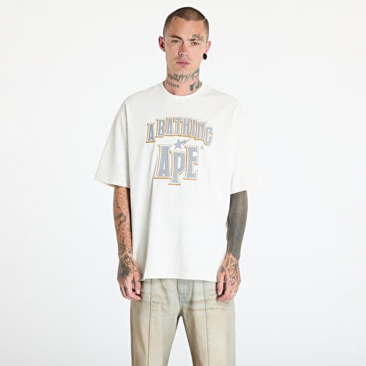 T-shirt A BATHING APE Crack Print Pattern Logo Relaxed Fit Tee White