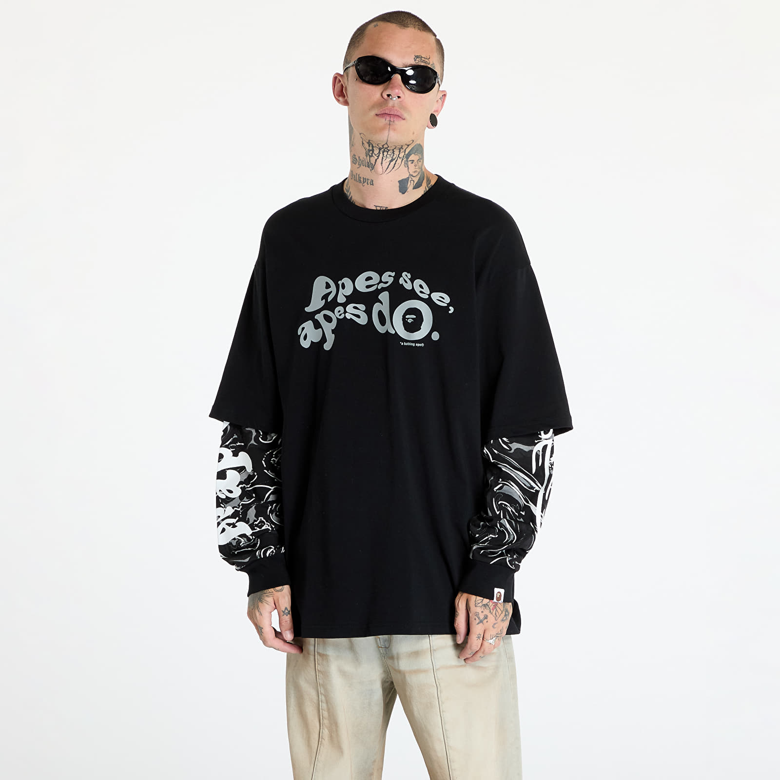 Bape multi logo l/s tee clearance