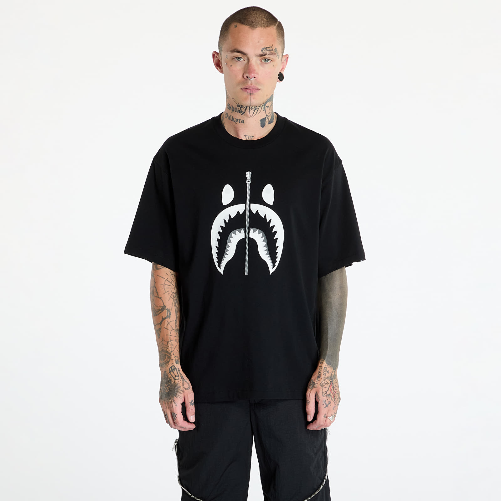 Bape black shark tee deals