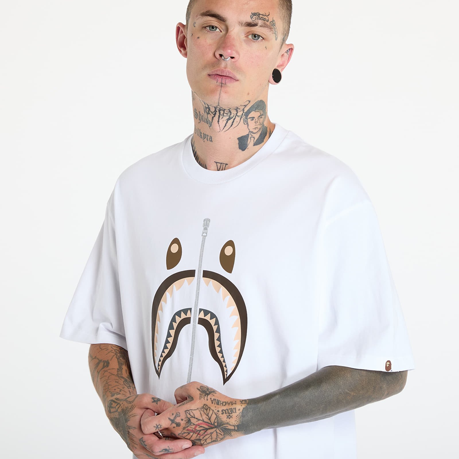 T shirts A BATHING APE Shark Tee White Footshop