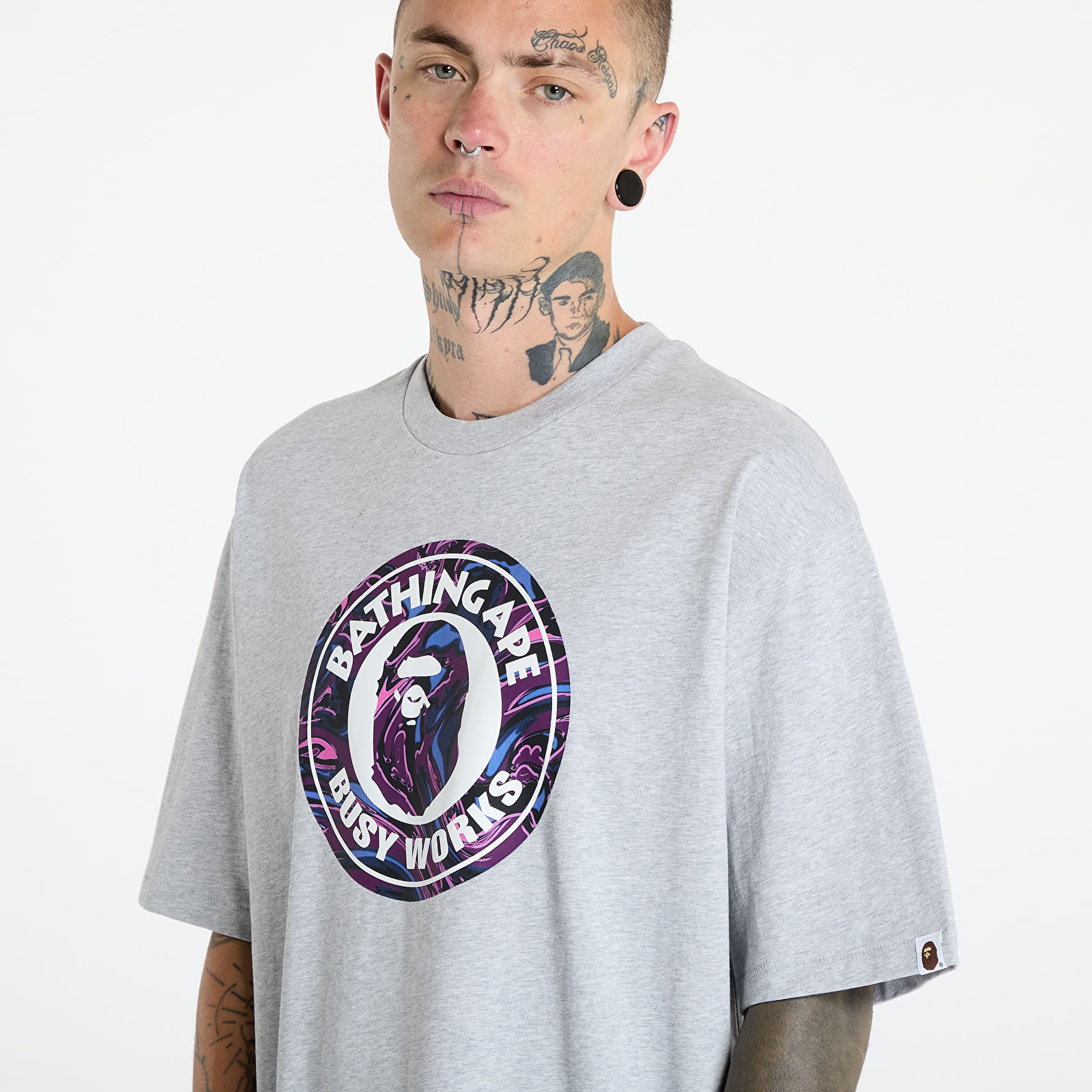 Pólók A BATHING APE Marbling Camo Busy Works Relaxed Fit Tee Gray