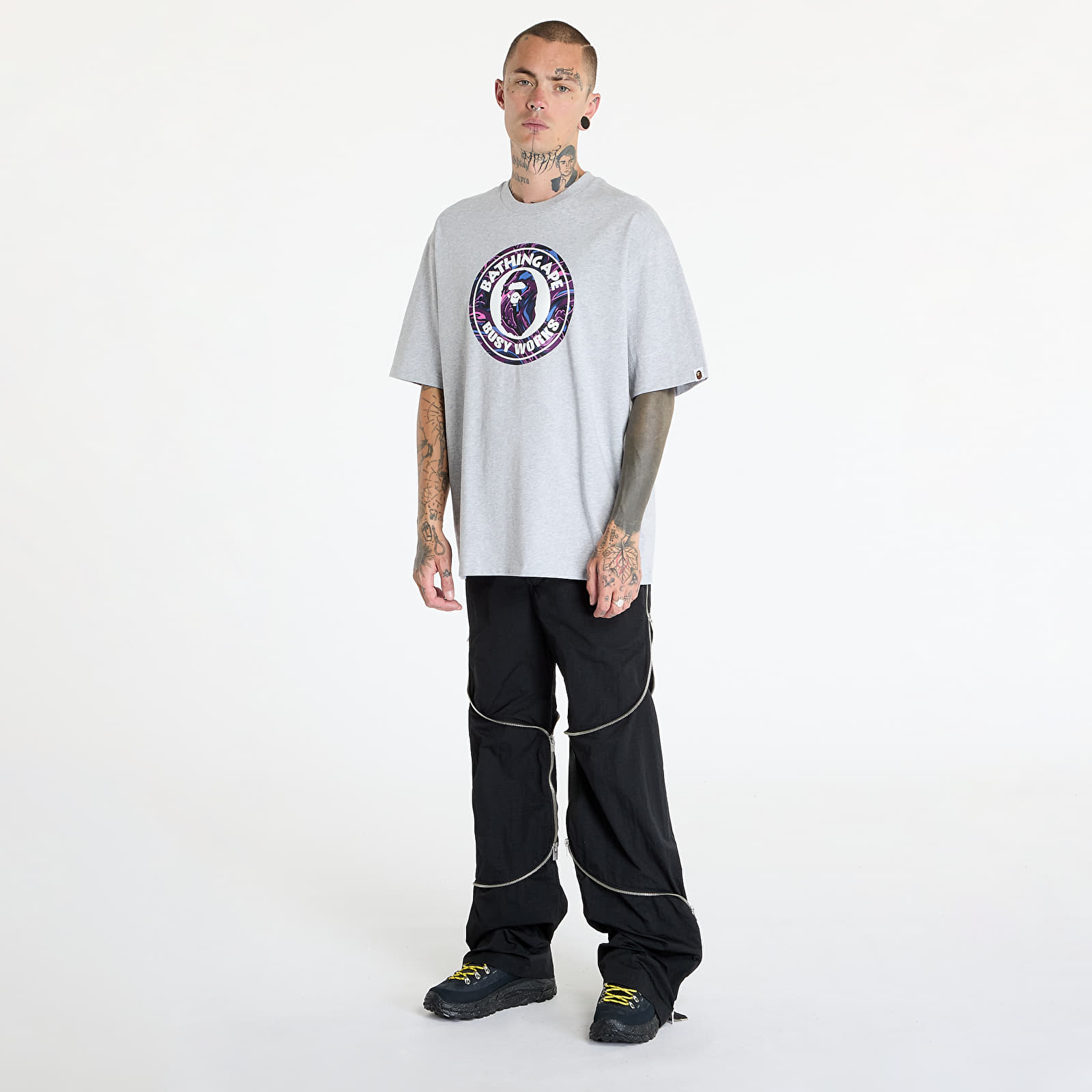 Pólók A BATHING APE Marbling Camo Busy Works Relaxed Fit Tee Gray