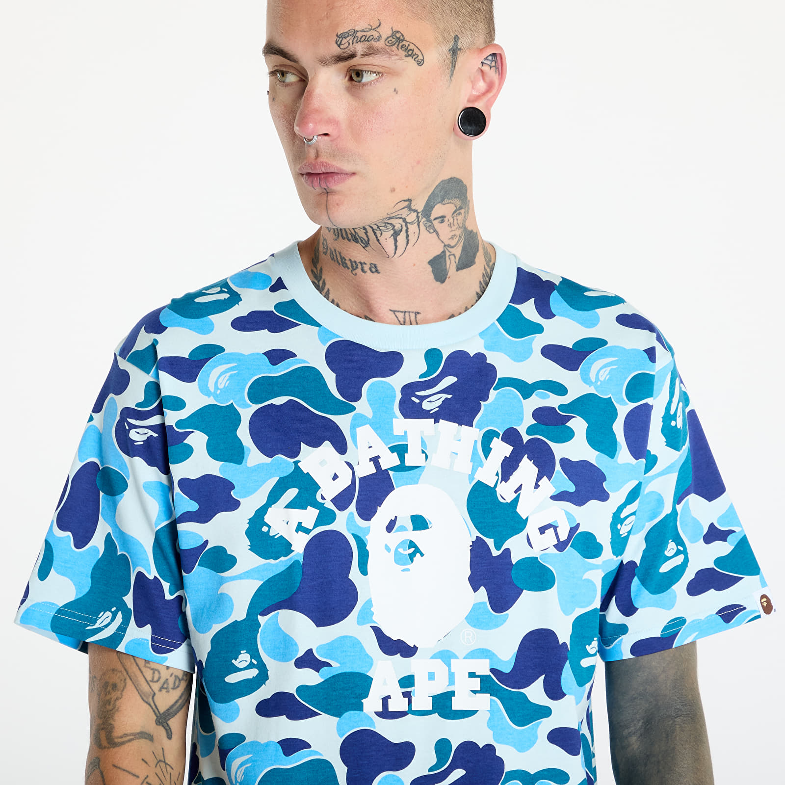 T-shirts A BATHING APE Abc Camo College Tee Blue