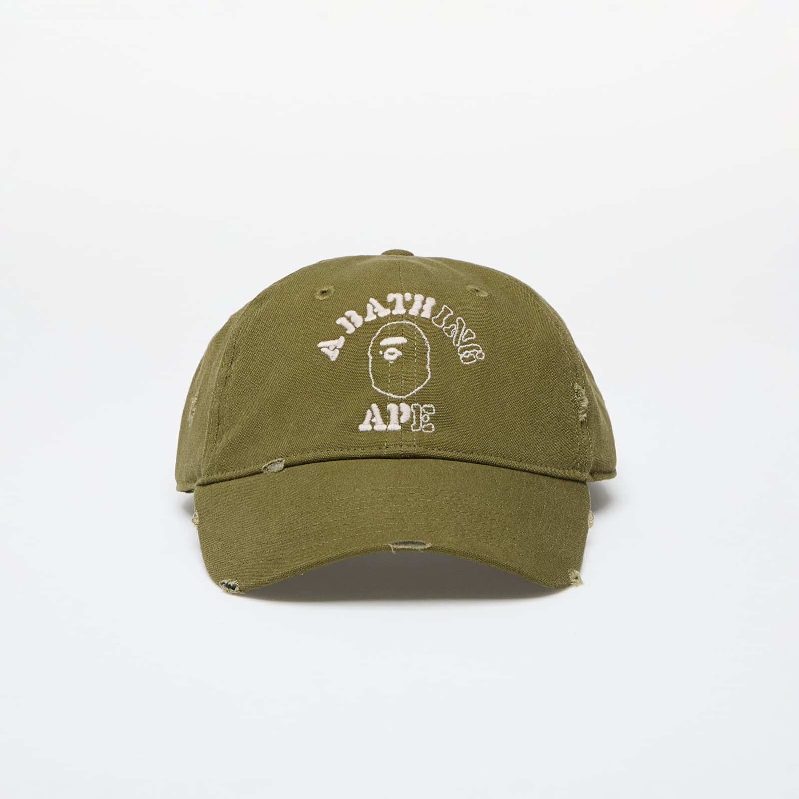 A BATHING APE Worn Out College Cap Olive Drab