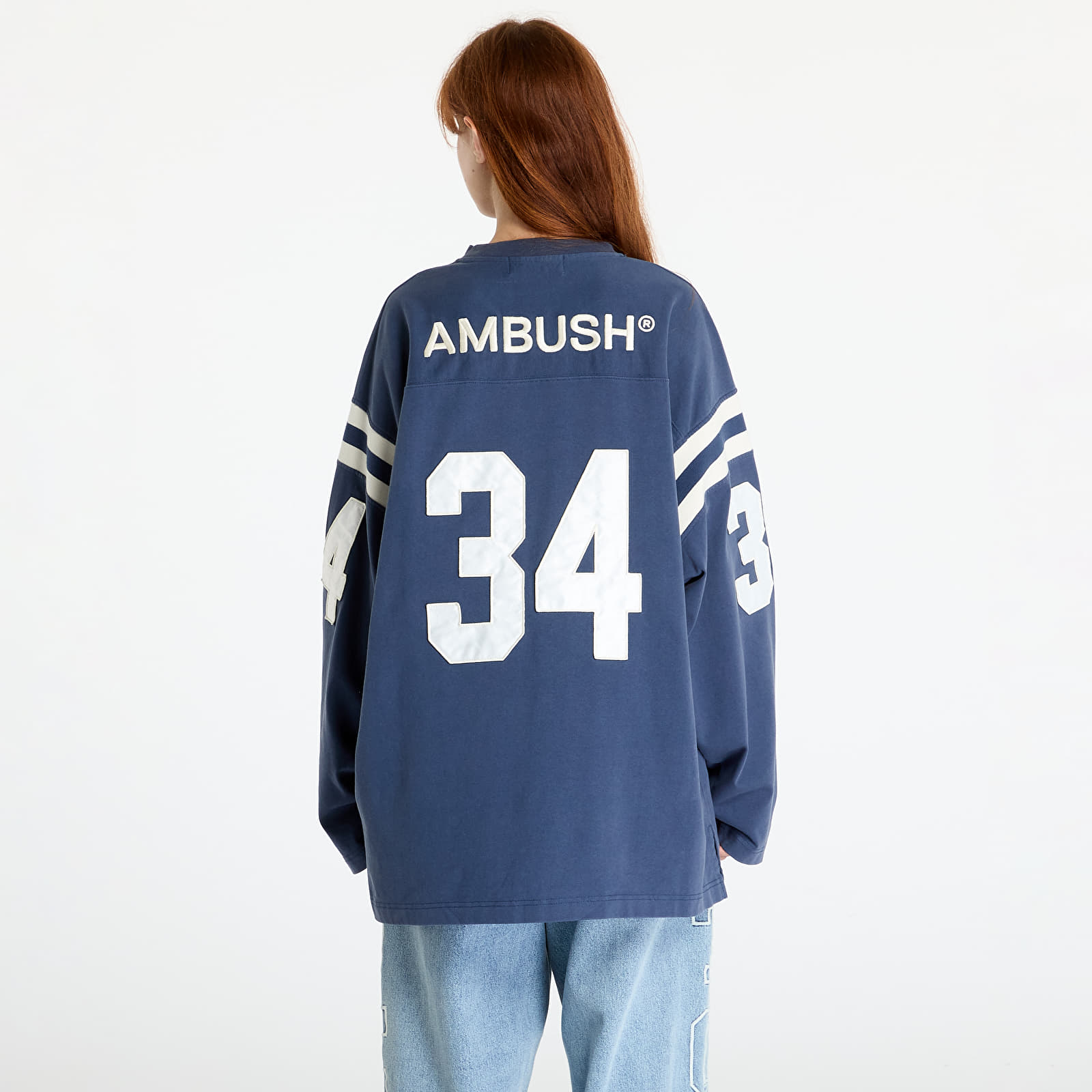 T-Shirts Ambush Football L-S T-Shirt UNISEX Insignia Blue/ Tofu