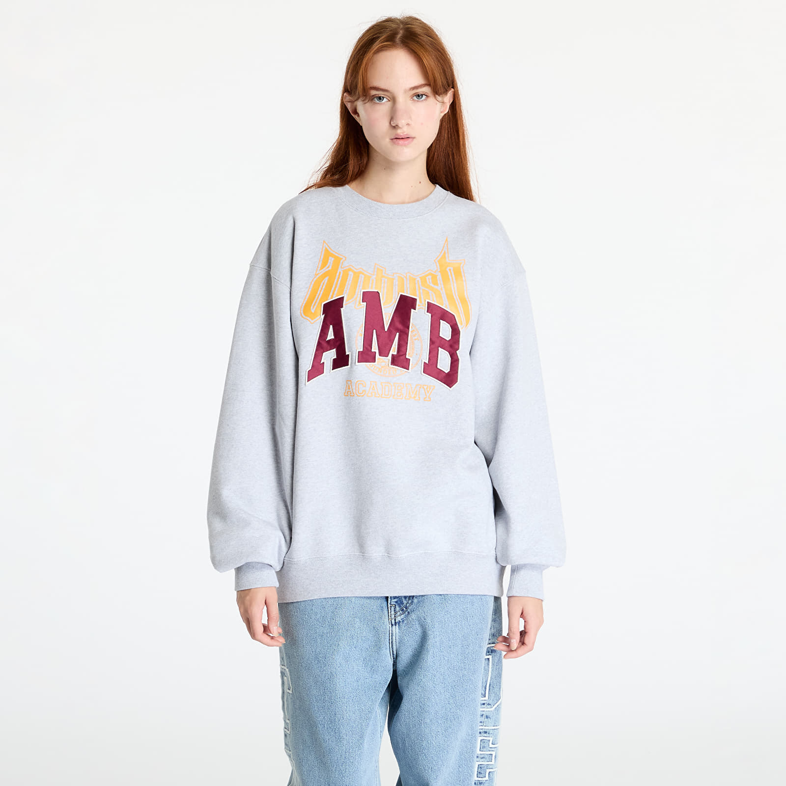 Mikiny Ambush Graphic Sweatshirt UNISEX Grey Melange/ Tap Shoe