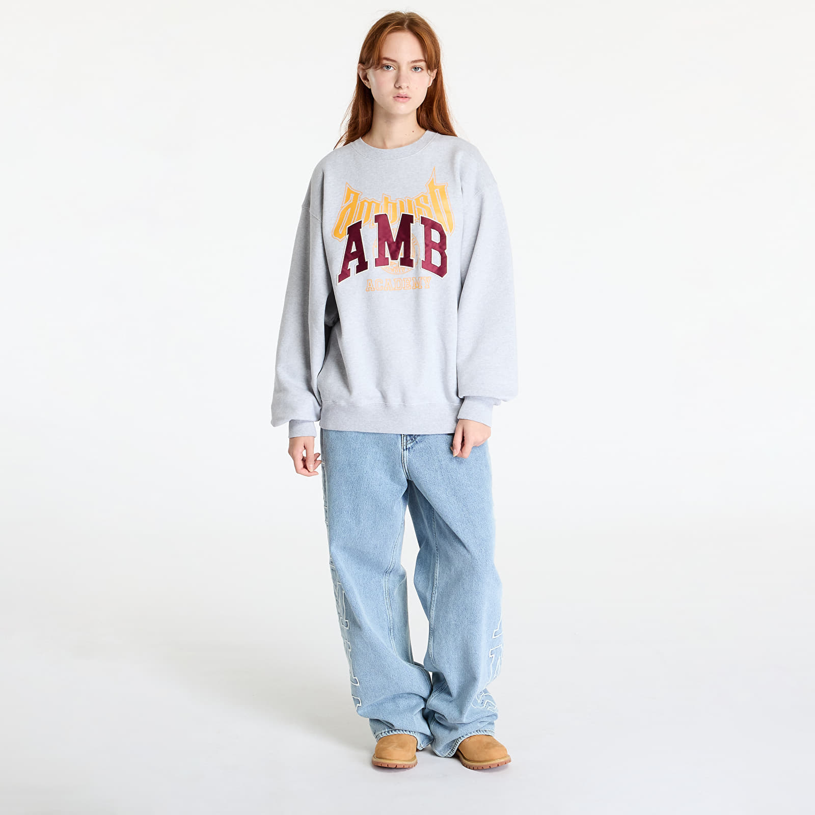 Mikiny Ambush Graphic Sweatshirt UNISEX Grey Melange/ Tap Shoe