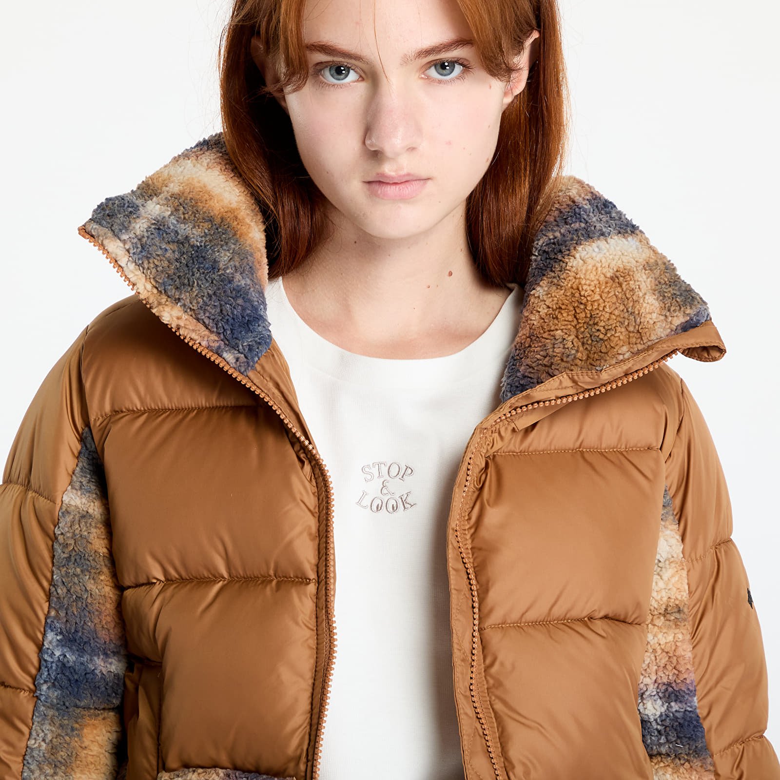 Kurtki Columbia Leadbetter Point™ II Print Sherpa Hybrid Camel Brown