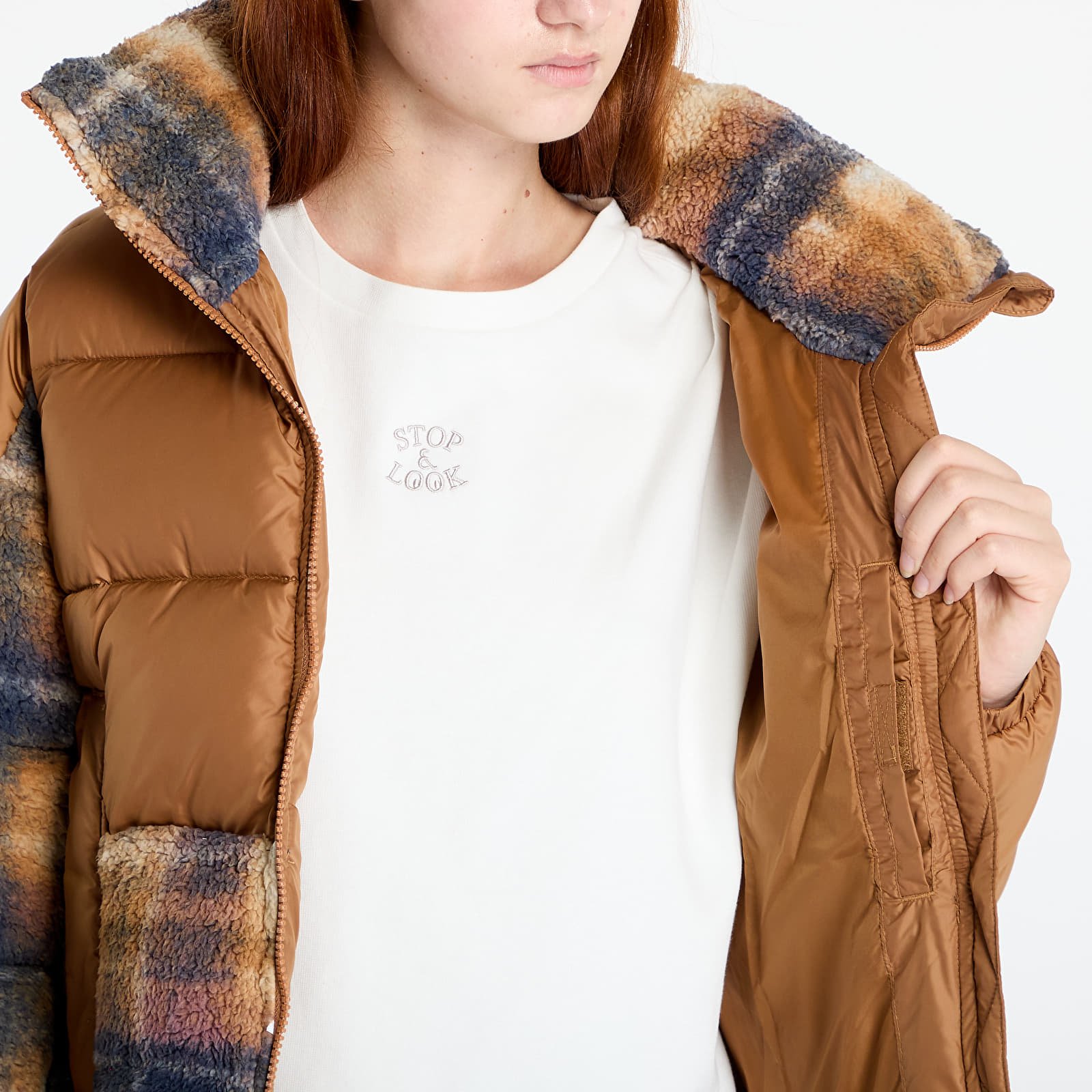 Kurtki Columbia Leadbetter Point™ II Print Sherpa Hybrid Camel Brown