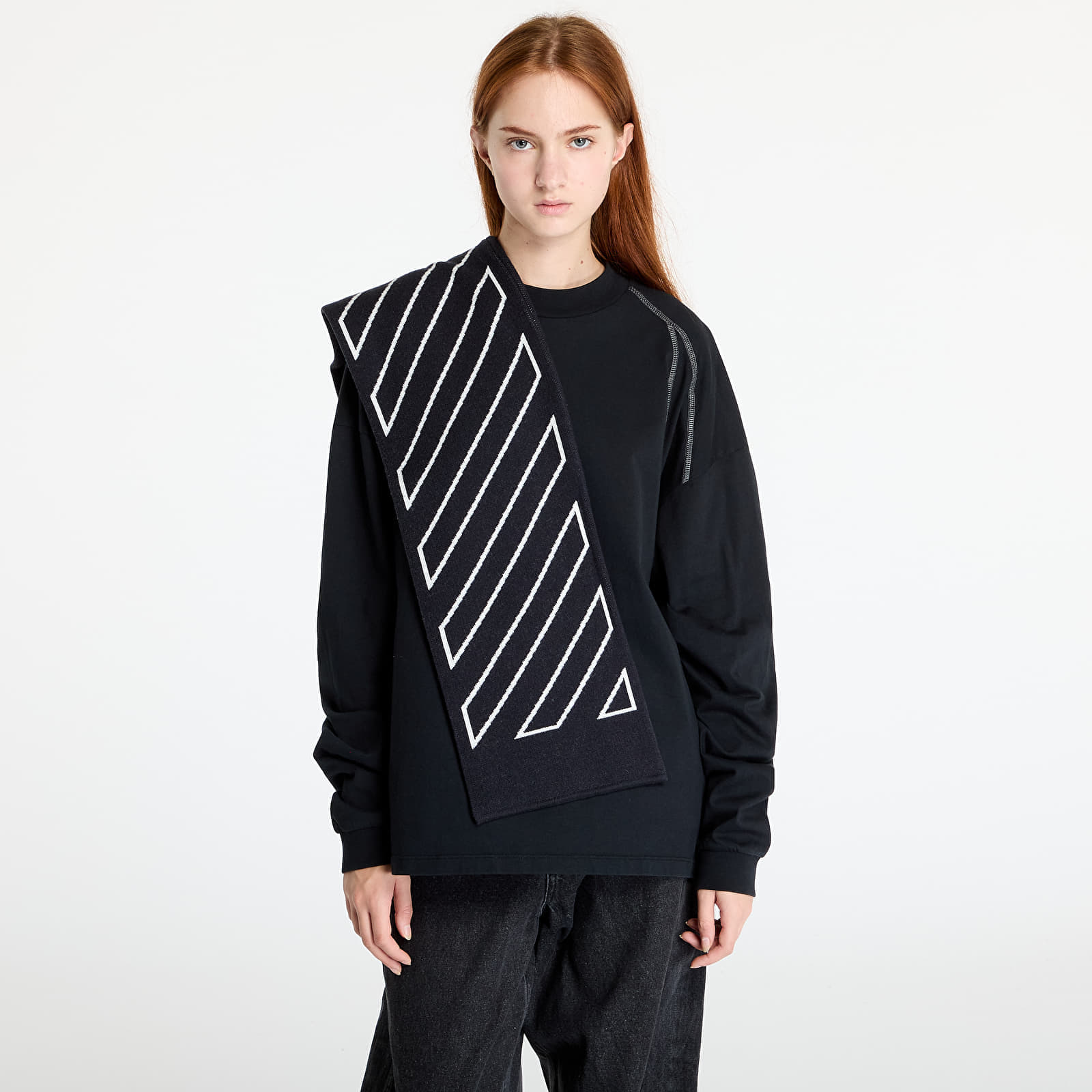 Eșarfă Off-White Kids Bookish Diag Scarf Black/ Off White Universal