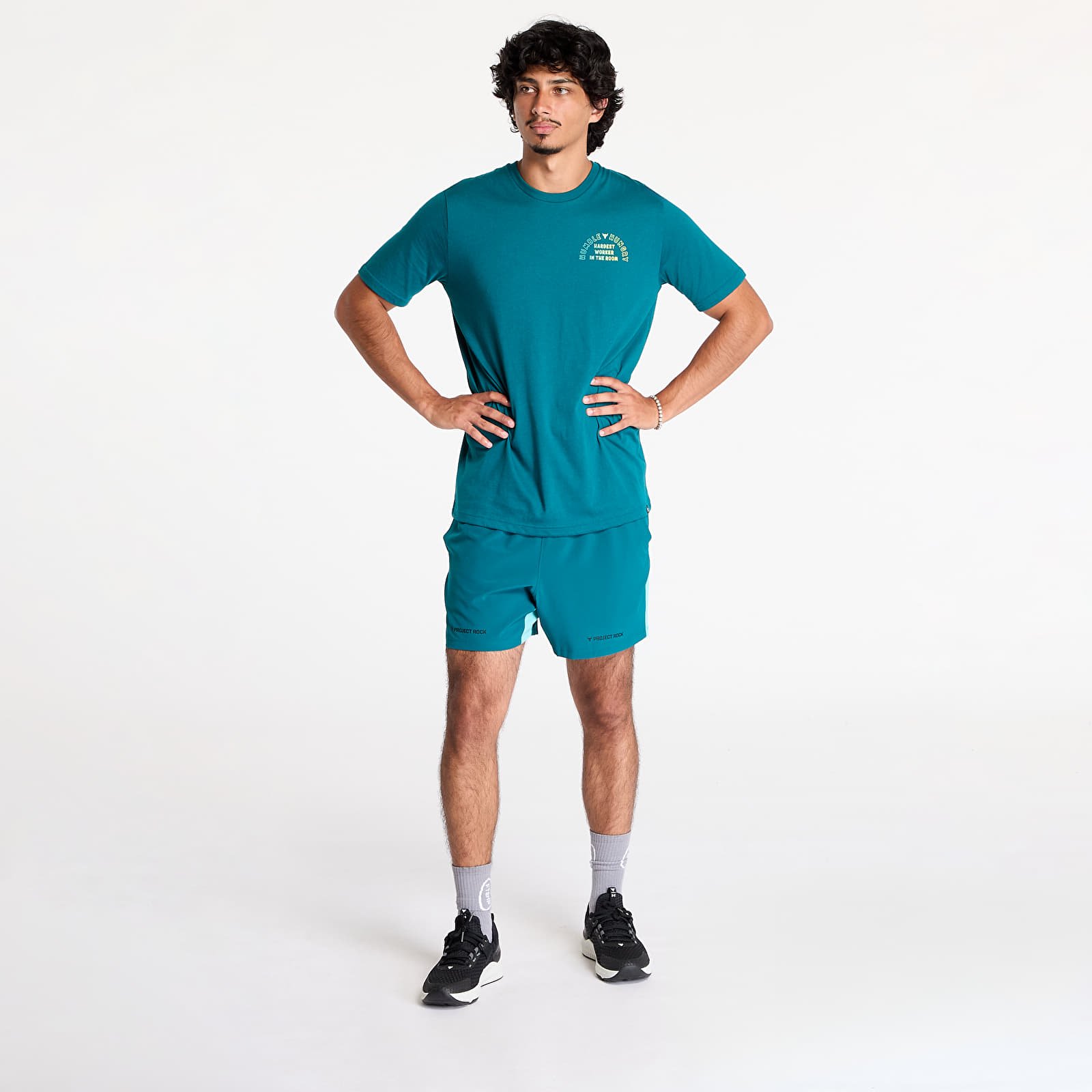 Koszulki Under Armour Project Rock H&H Graphic Short Sleeve T-Shirt Hydro Teal/ Radial Turquoise/ High-Vis Yellow
