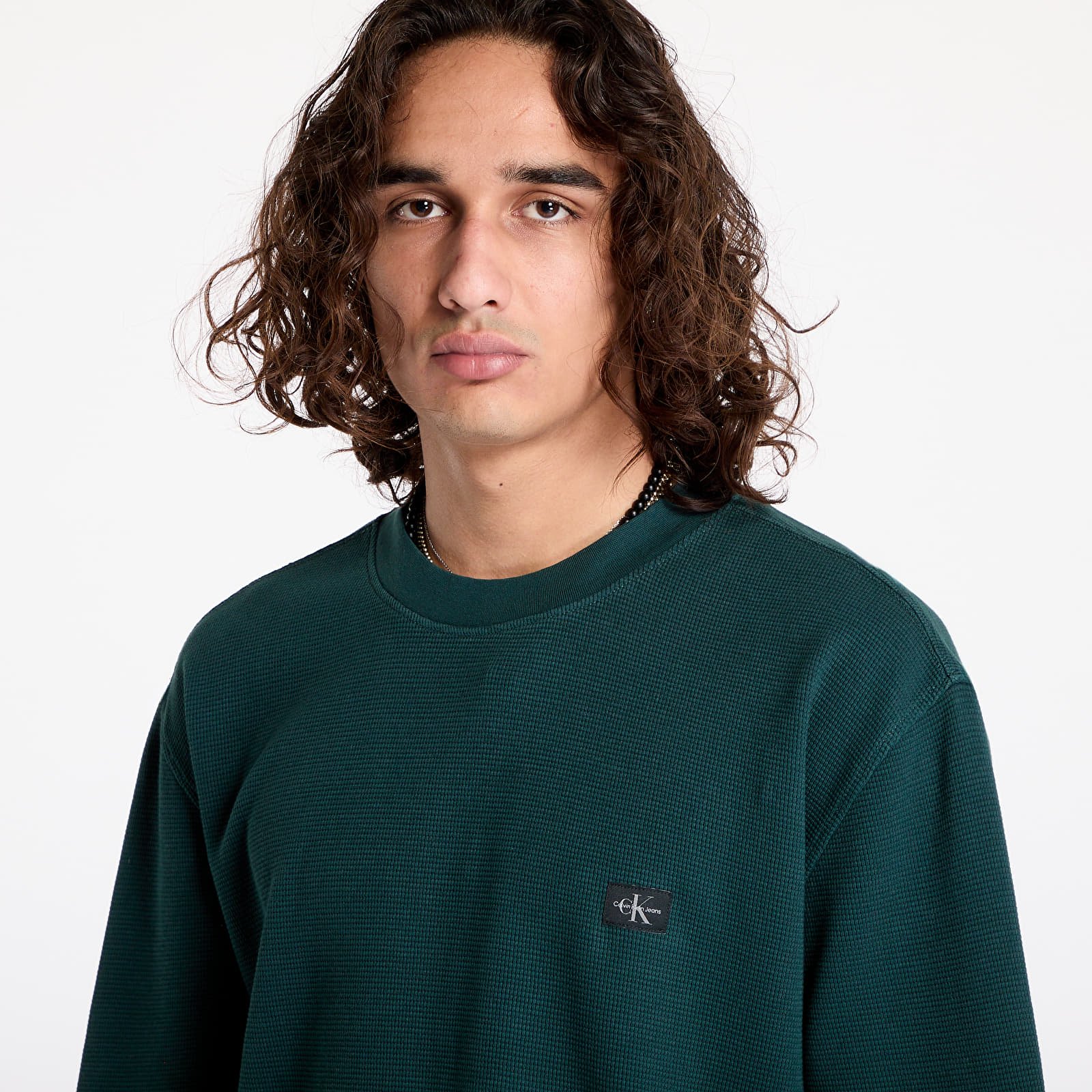  Μπλούζες Calvin Klein Jeans Waffle Woven Label Tee Ponderosa Pine